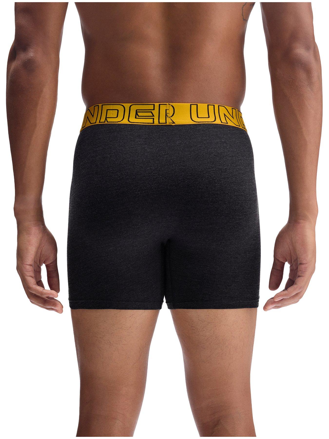 UNDER ARMOUR Mens Peformance Cotton 6 Inch 3 Pack Boxers - Black | Very