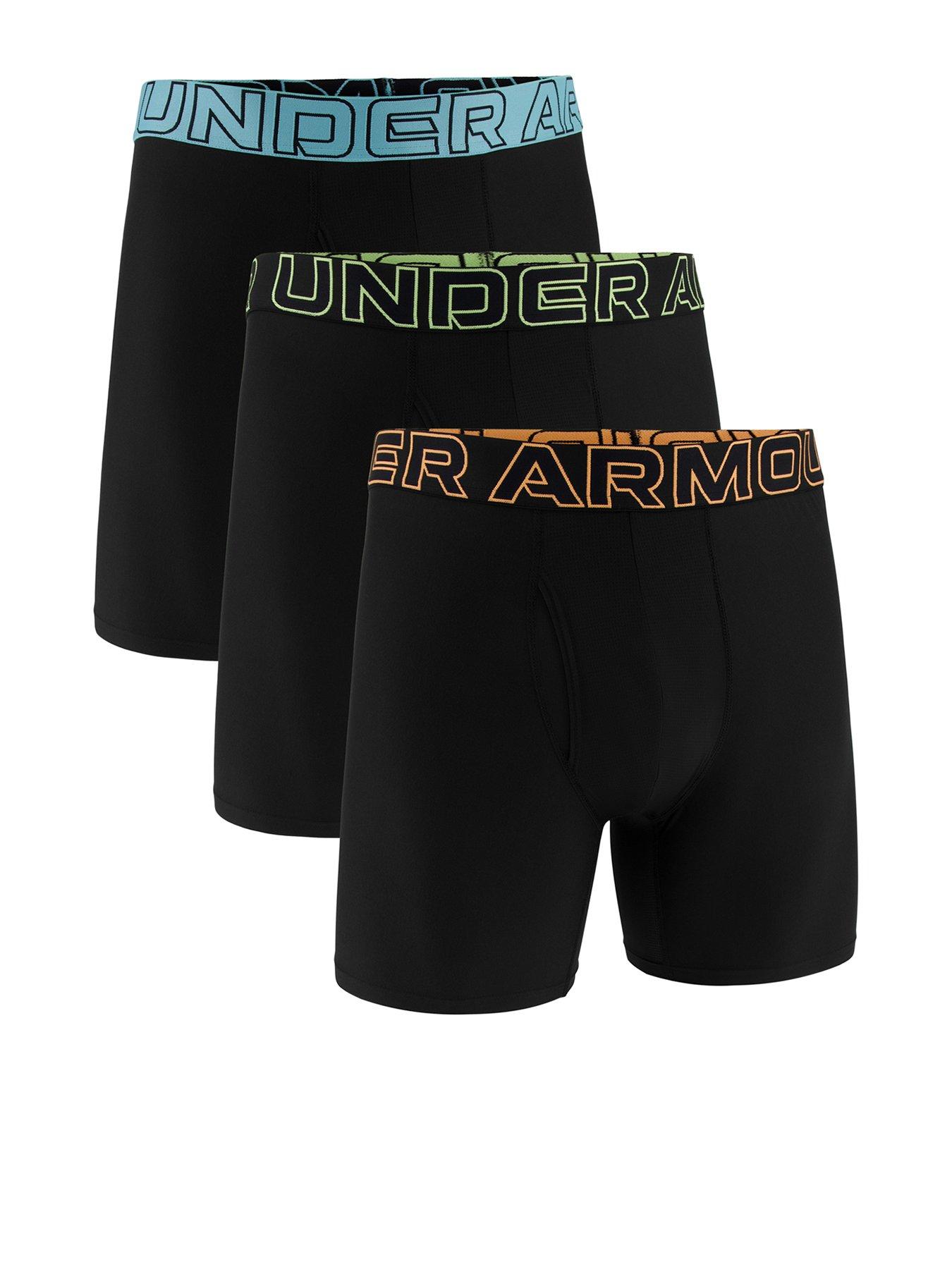 Image 1 of 3 of UNDER ARMOUR Mens Peformance Tech 6 Inch 3 Pack Boxers - Black