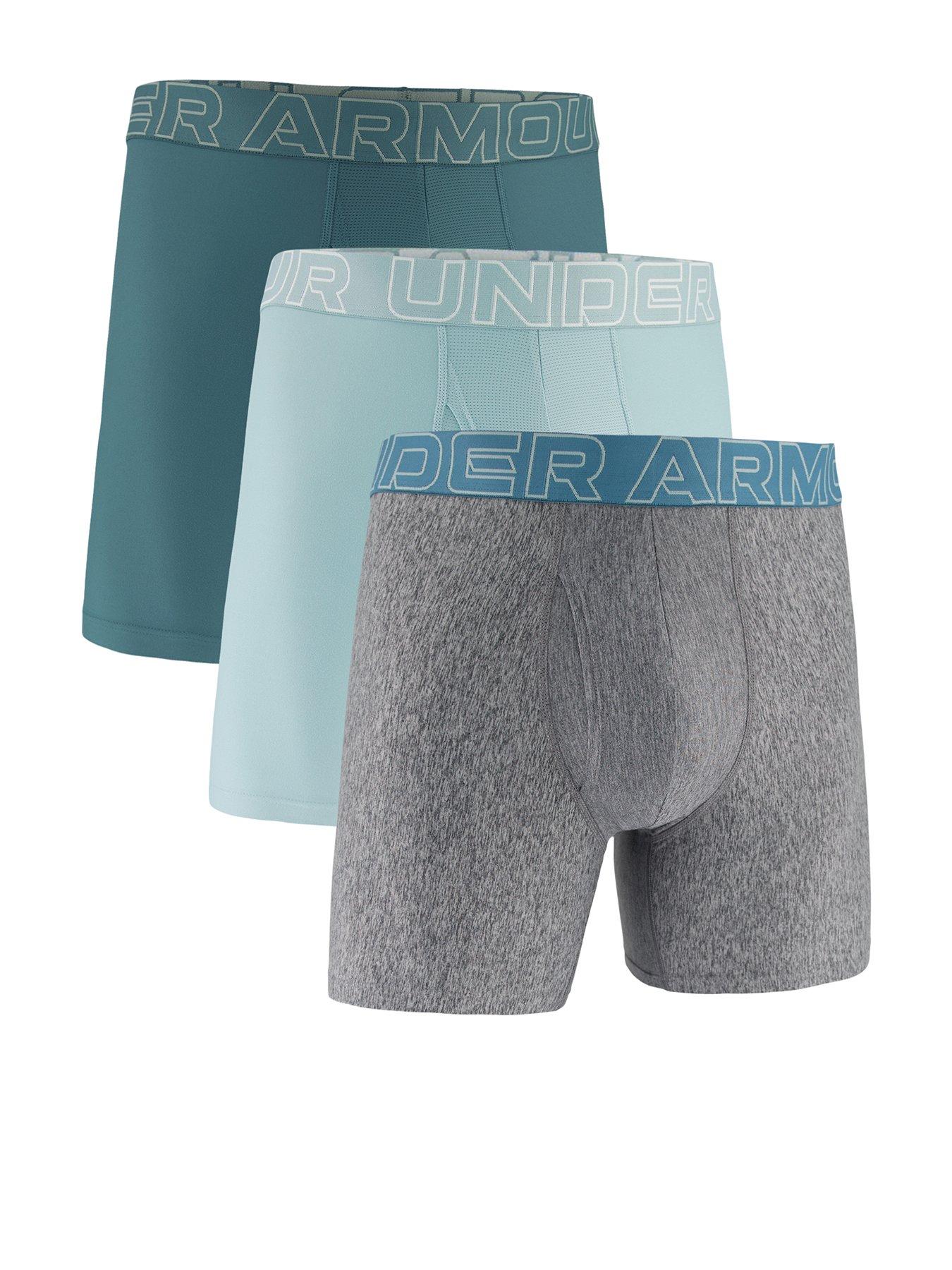 UNDER ARMOUR Mens Peformance Tech 6 Inch 3 Pack Boxers - Blue