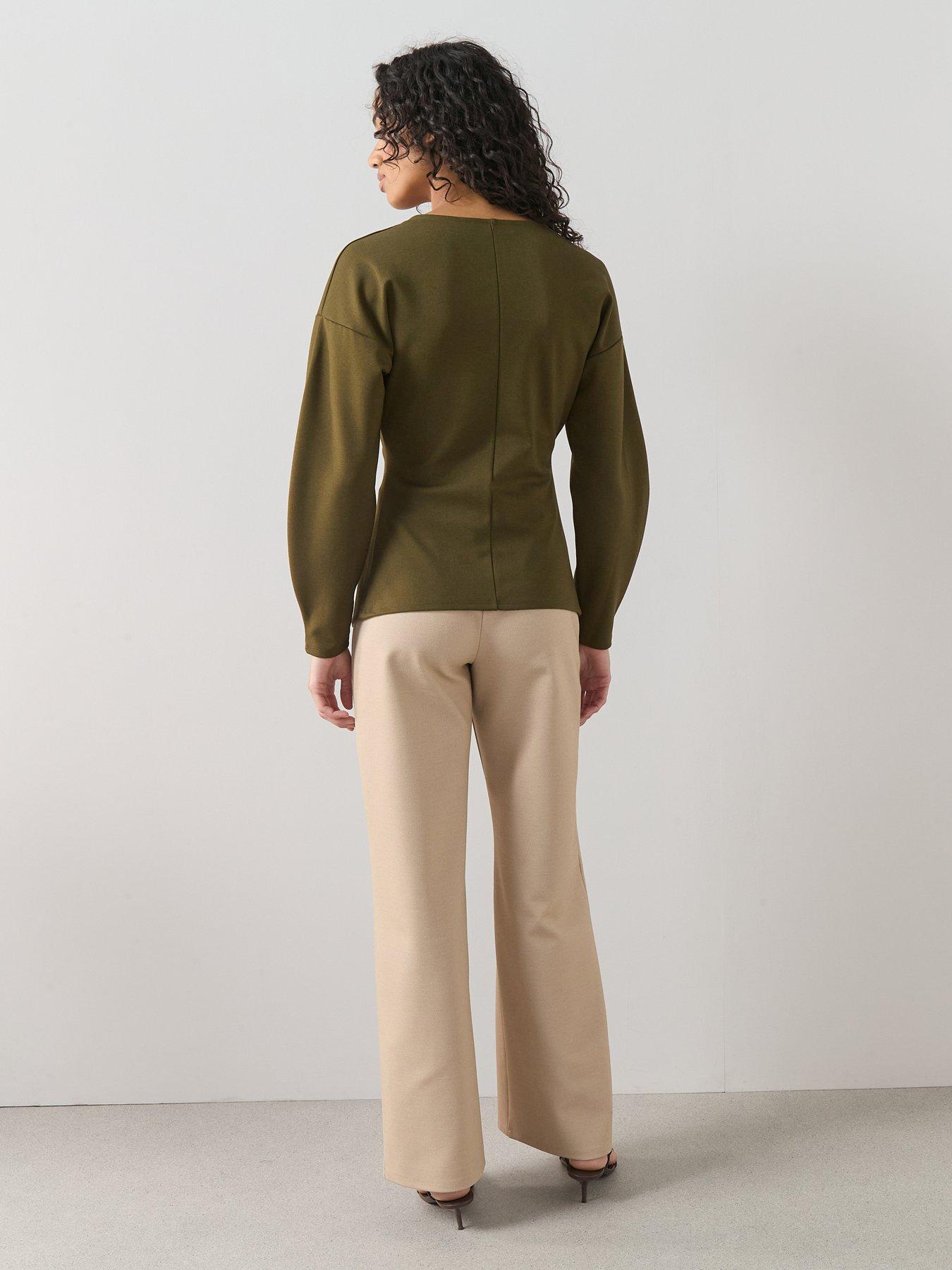 Image 2 of 6 of The Very Collection Button Up Volume Sleeve Top - Green