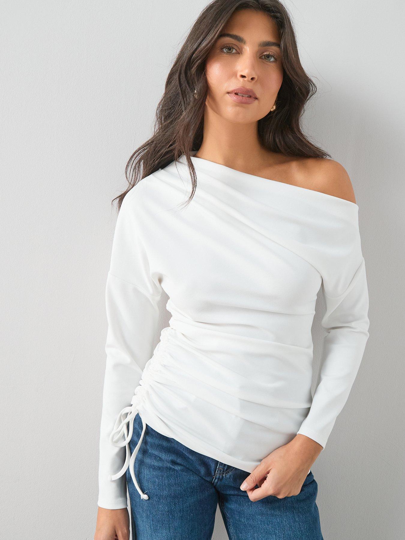 The Very Collection Ruched Off Shoulder Top - Ivory | Very