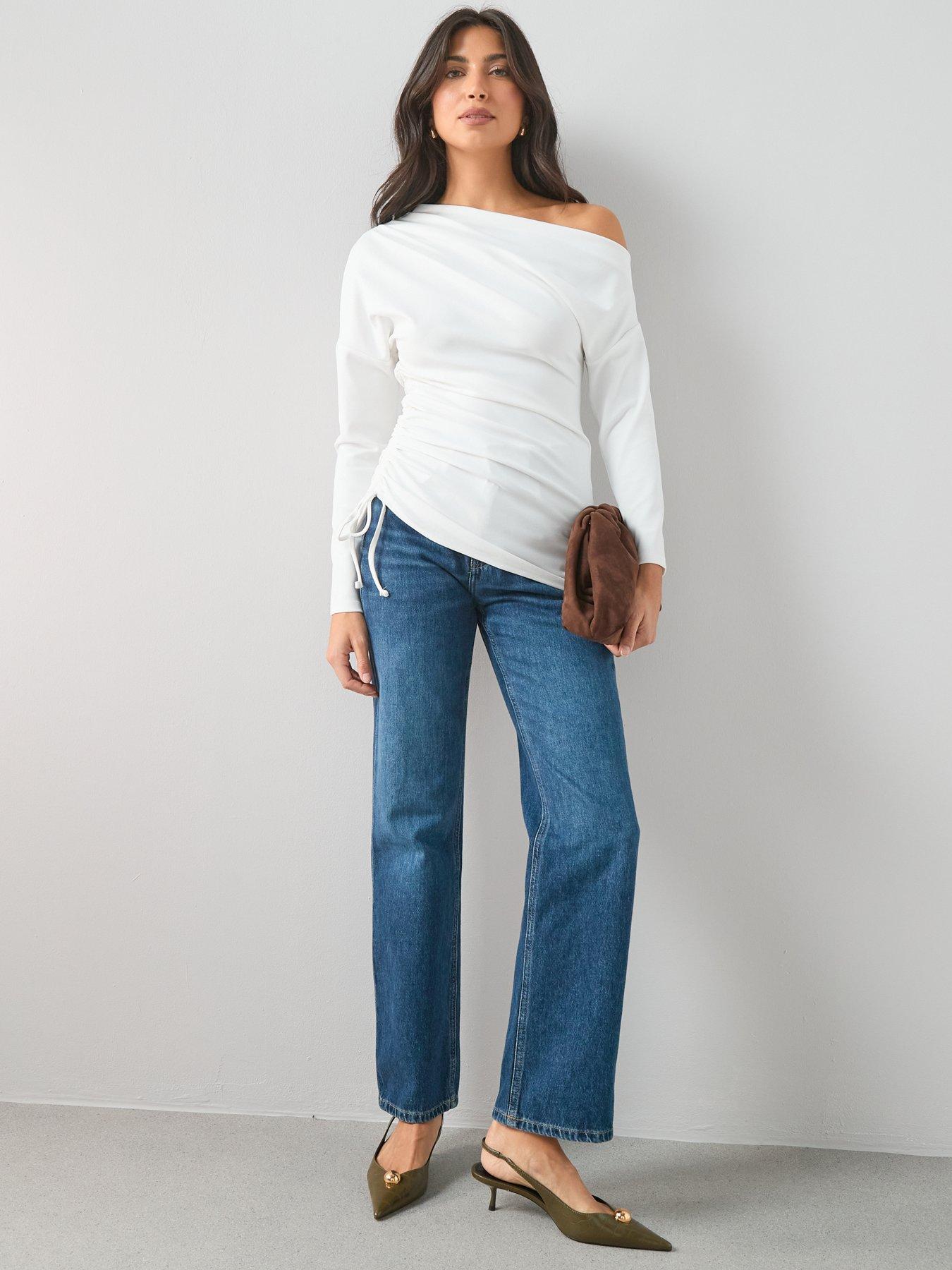 The Very Collection Ruched Off Shoulder Top - Ivory | Very