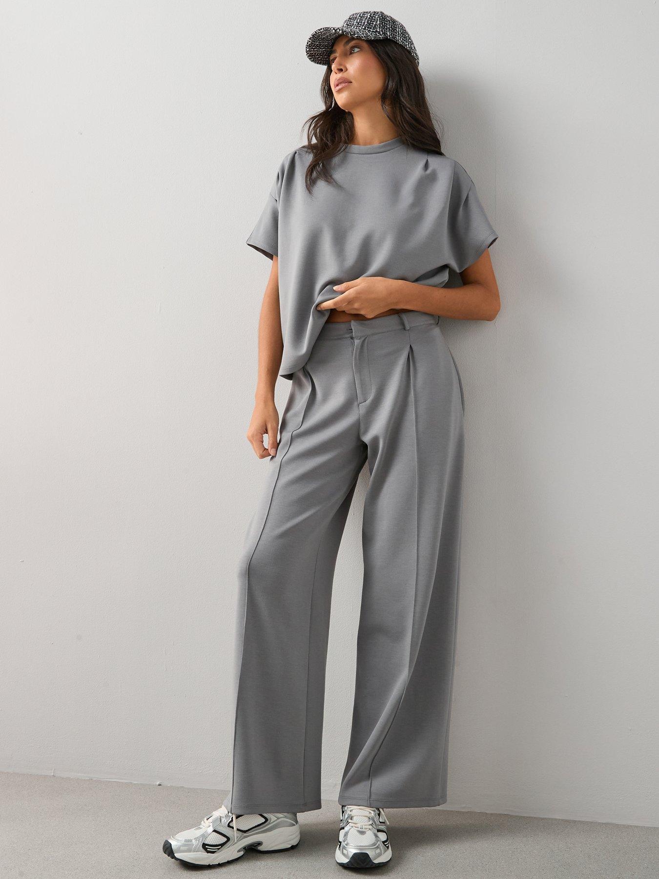 The Very Collection Wide Leg Smart Joggers Co-Ord - Grey