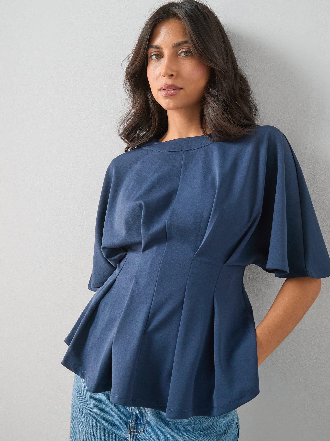 The Very Collection Pleat Detail Top - Navy | Very