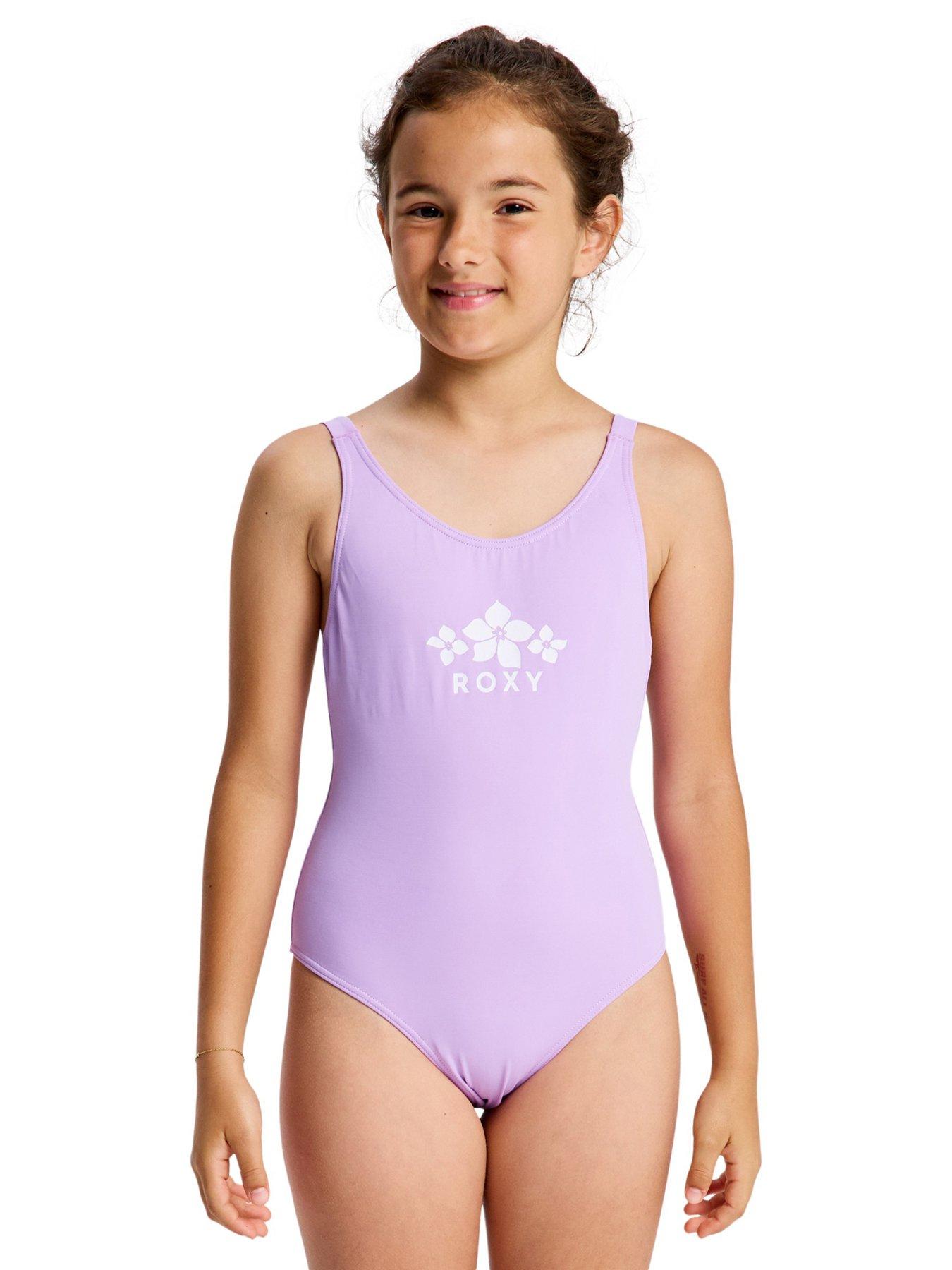 Roxy Girls Solid Active Swimsuit - Purple