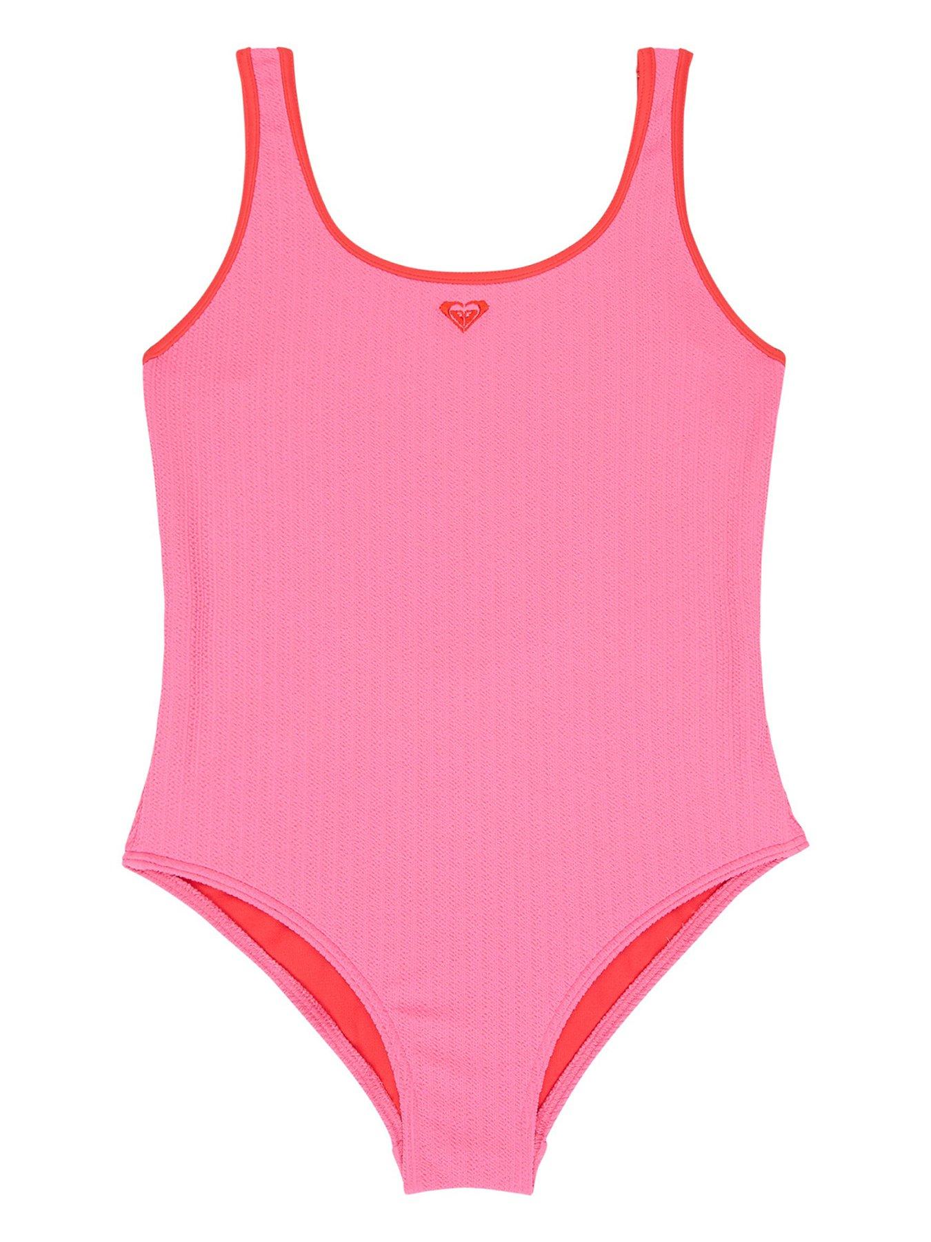 Roxy Girls Aruba Swimsuit, Pink, Size 12 Years