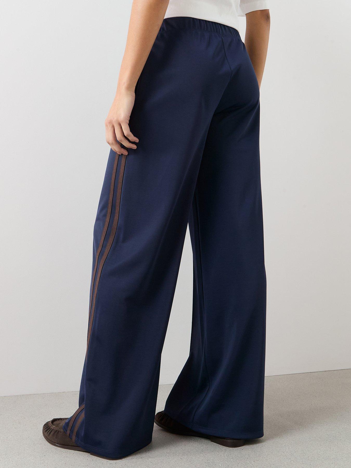 Image 2 of 7 of The Very Collection Wide Leg High Waisted Side Stripe Jogger - Navy