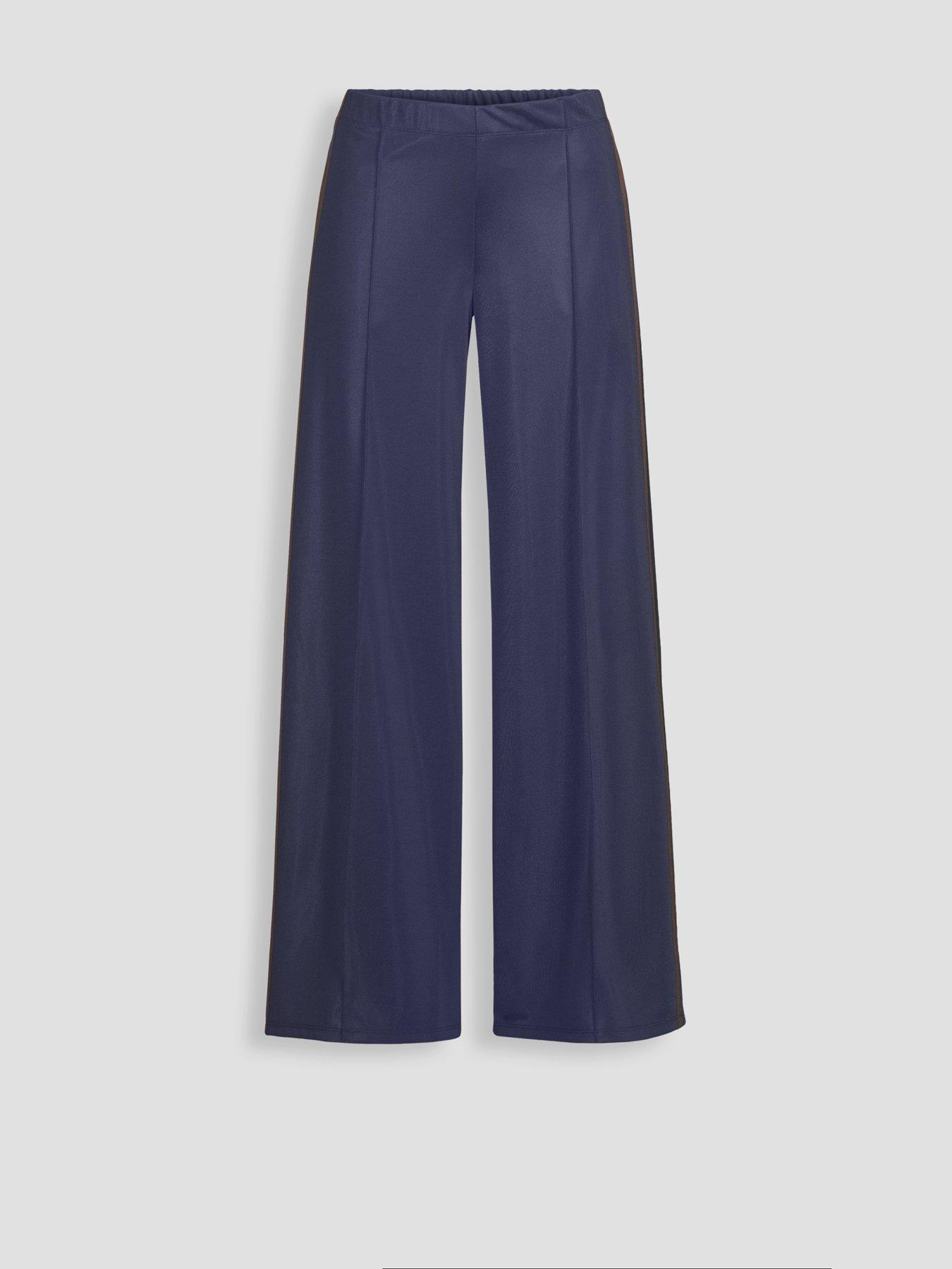Image 7 of 7 of The Very Collection Wide Leg High Waisted Side Stripe Jogger - Navy