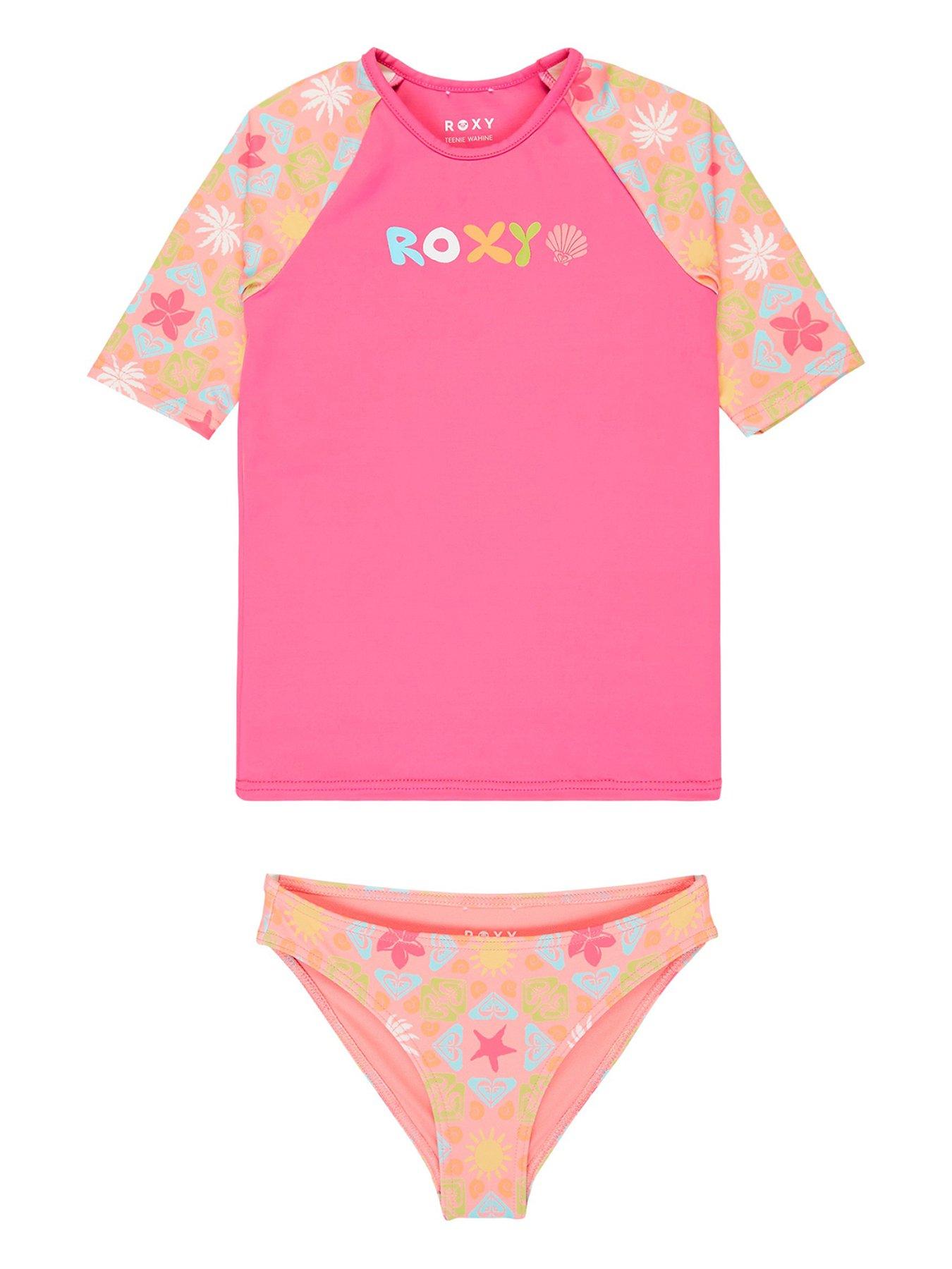 Roxy Girls Check Lycra Rashguard Set - Pink | Very