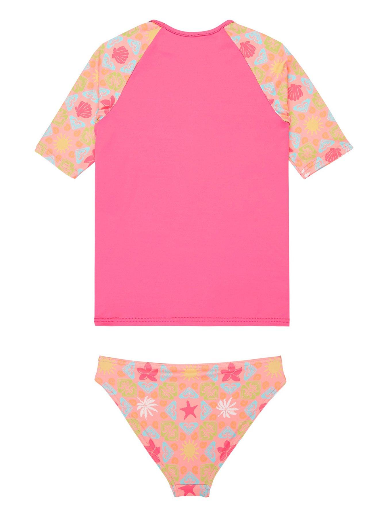 Roxy Girls Check Lycra Rashguard Set - Pink | Very