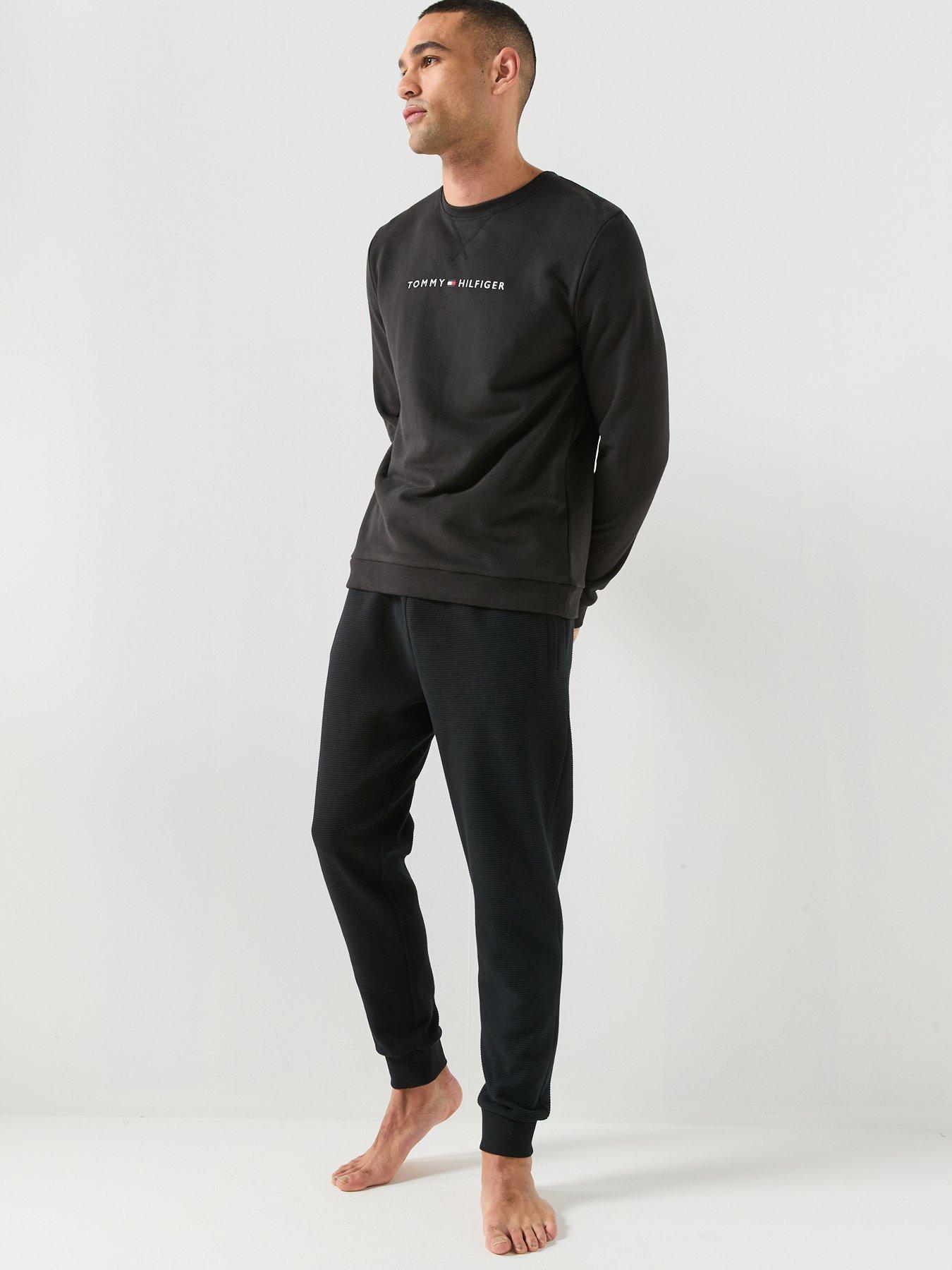Image 3 of 5 of Tommy Hilfiger Linear Logo Loungewear Sweatshirt - Black
