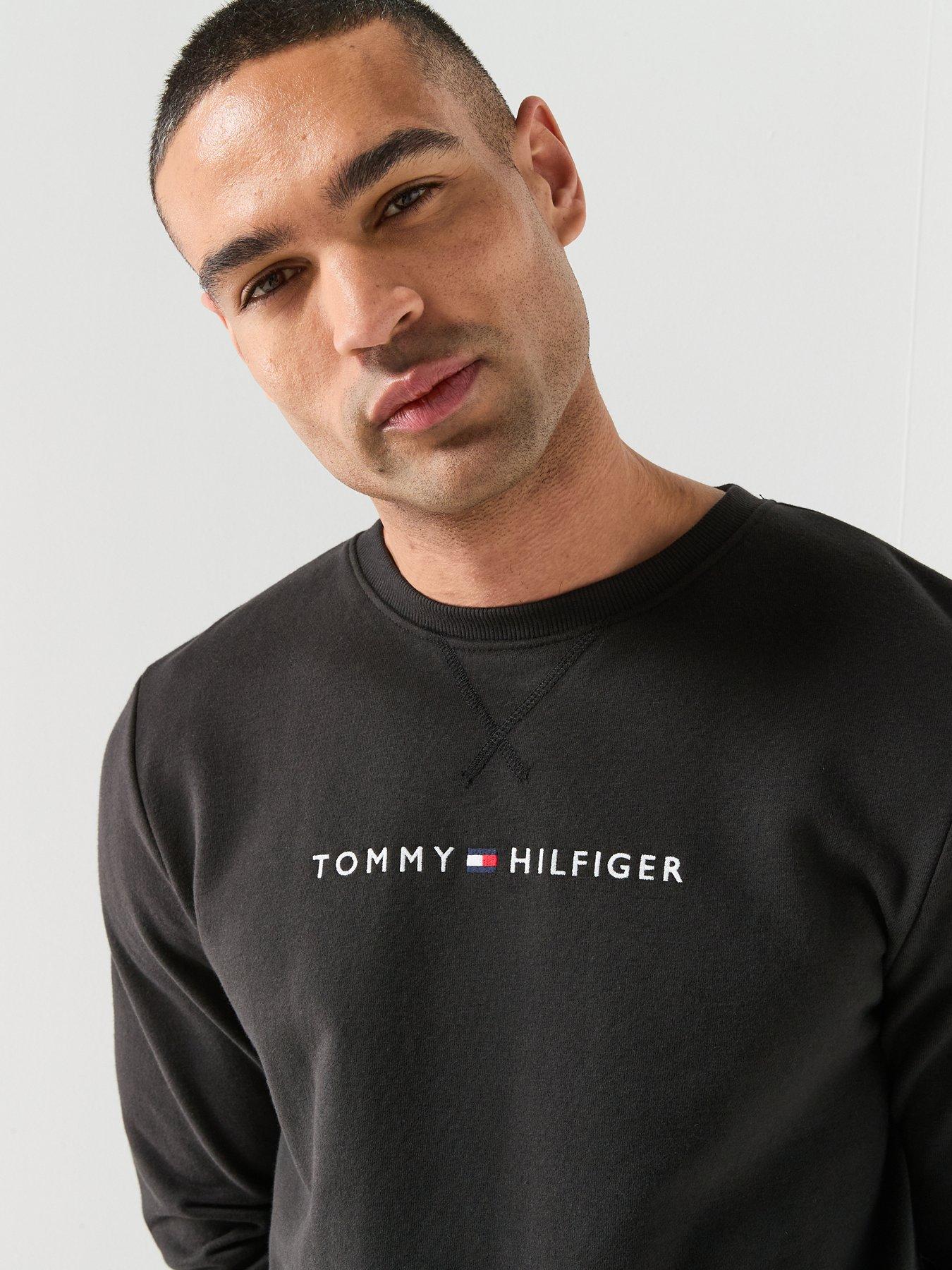 Image 4 of 5 of Tommy Hilfiger Linear Logo Loungewear Sweatshirt - Black