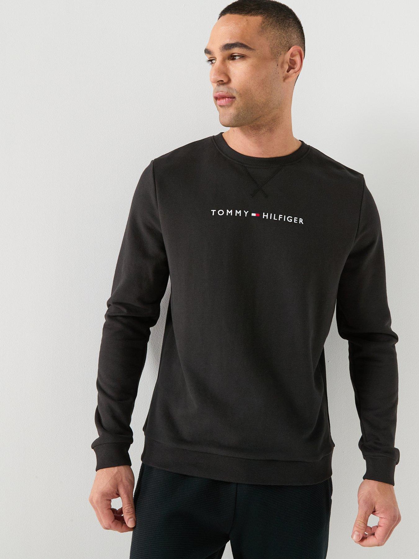 Image 5 of 5 of Tommy Hilfiger Linear Logo Loungewear Sweatshirt - Black