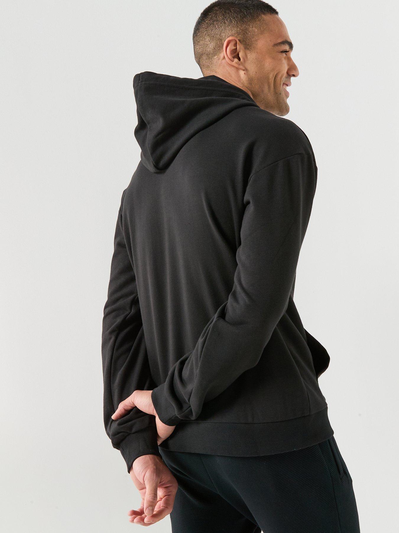 Image 2 of 5 of Tommy Hilfiger Linear Logo Loungewear Overhead Hoodie- Black