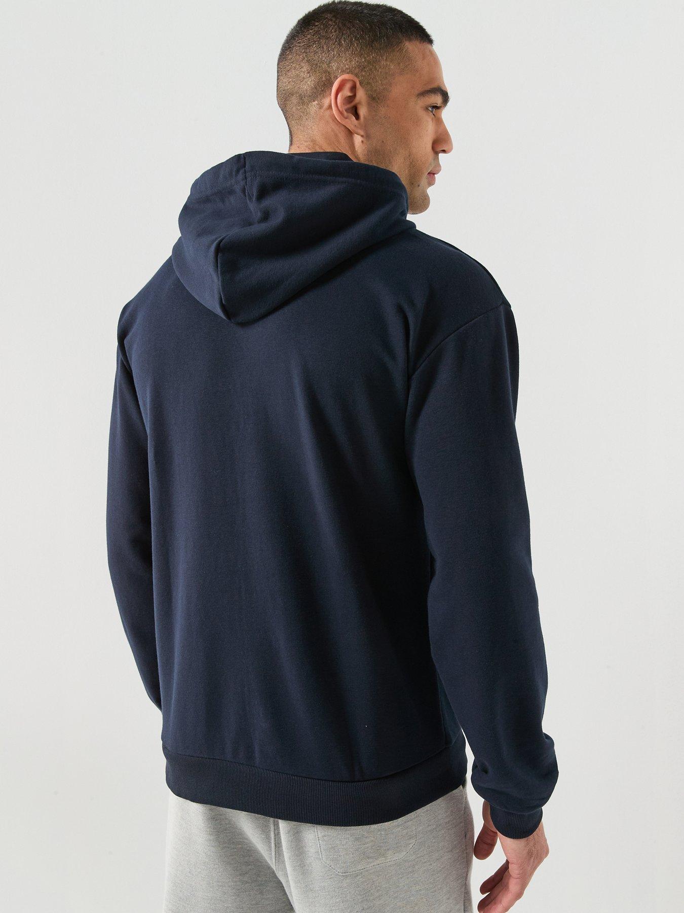 Image 2 of 5 of Tommy Hilfiger Linear Logo Loungewear Overhead Hoodie - Navy