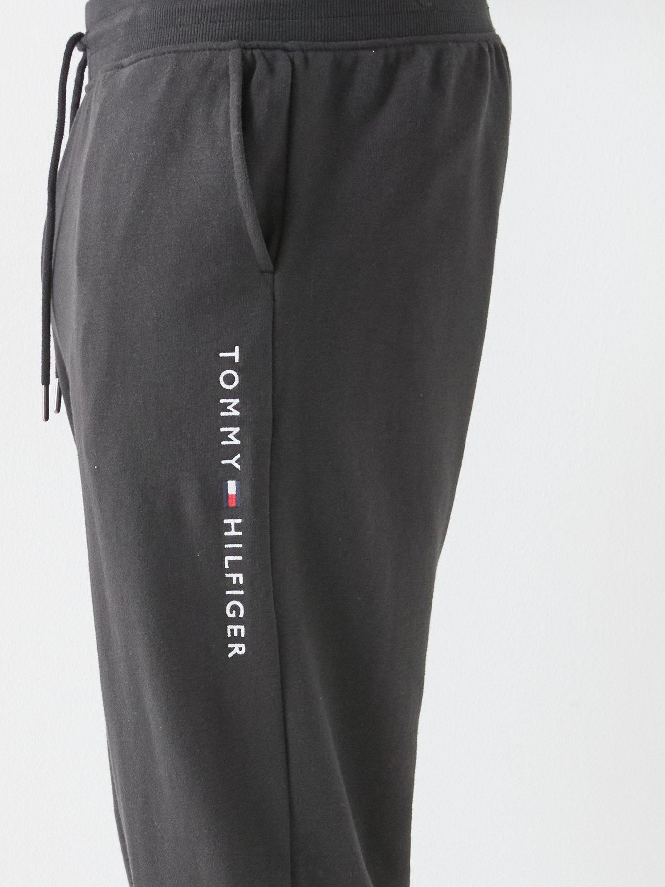 Image 4 of 5 of Tommy Hilfiger Linear Logo Loungewear Bottoms- Black