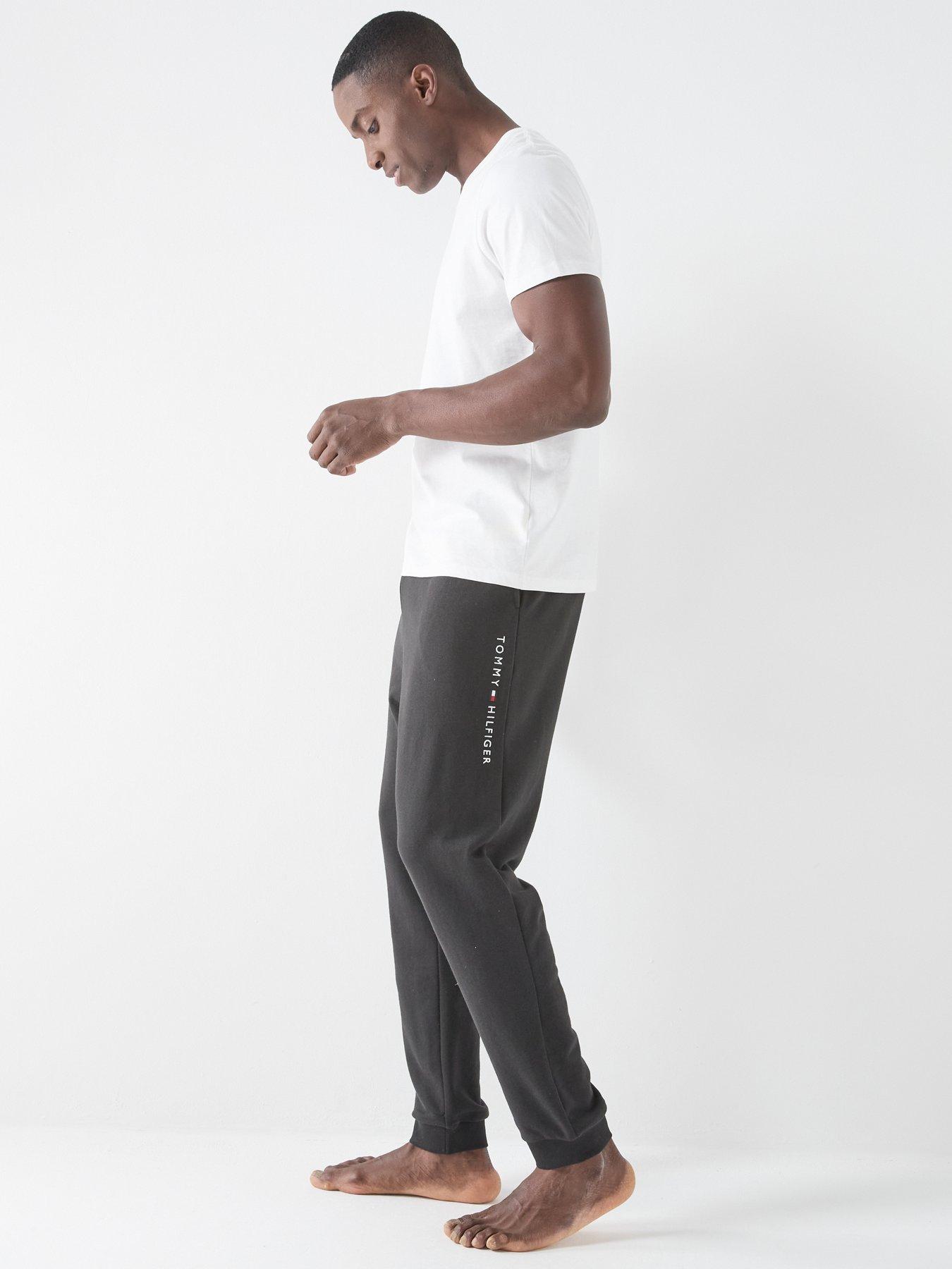 Image 5 of 5 of Tommy Hilfiger Linear Logo Loungewear Bottoms- Black