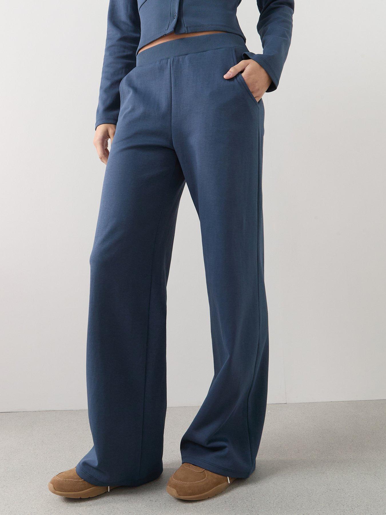 Image 1 of 6 of The Very Collection Wide Leg Joggers Co-Ord - Navy