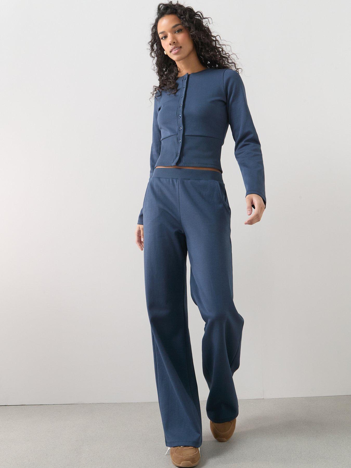 Image 3 of 6 of The Very Collection Wide Leg Joggers Co-Ord - Navy