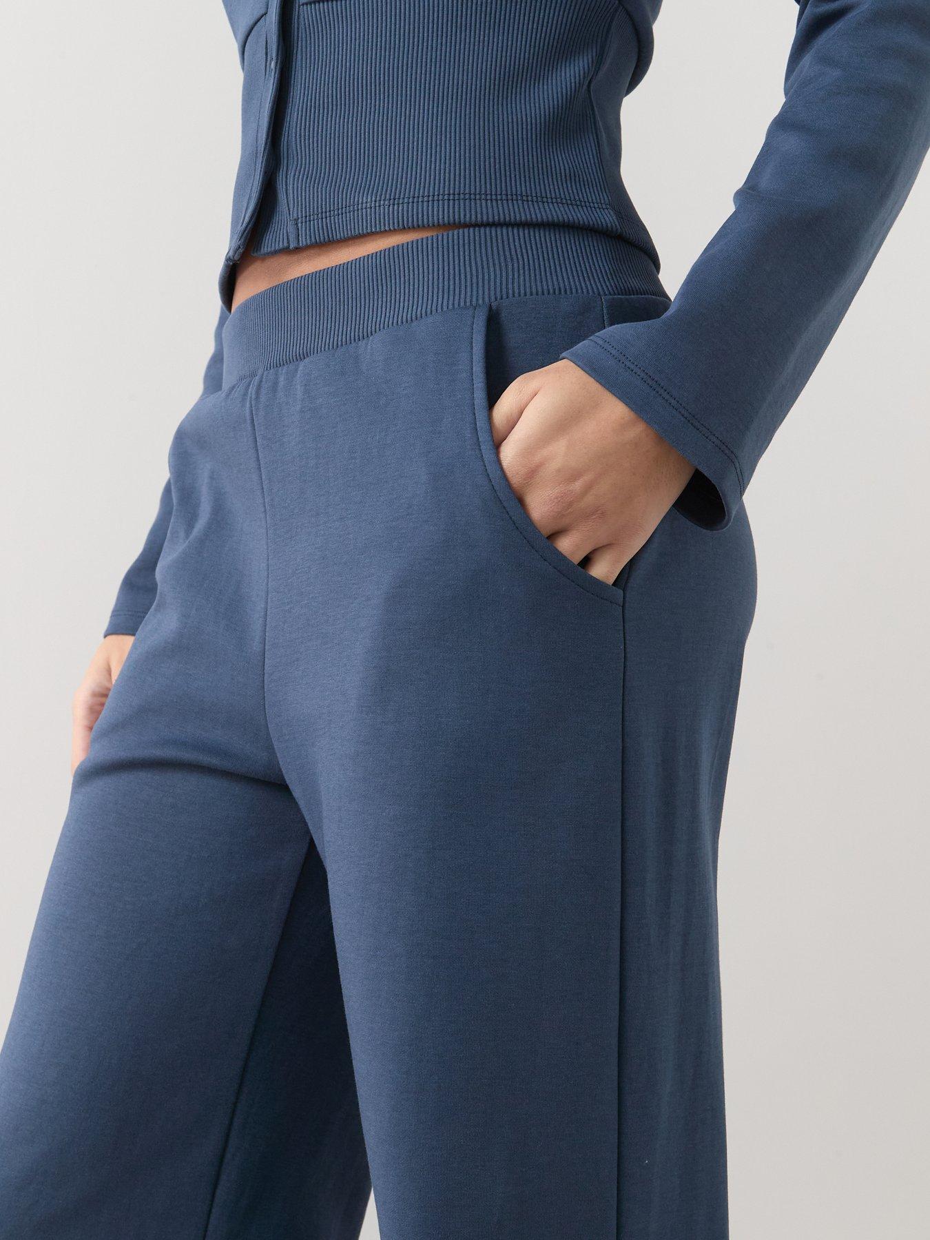 Image 4 of 6 of The Very Collection Wide Leg Joggers Co-Ord - Navy