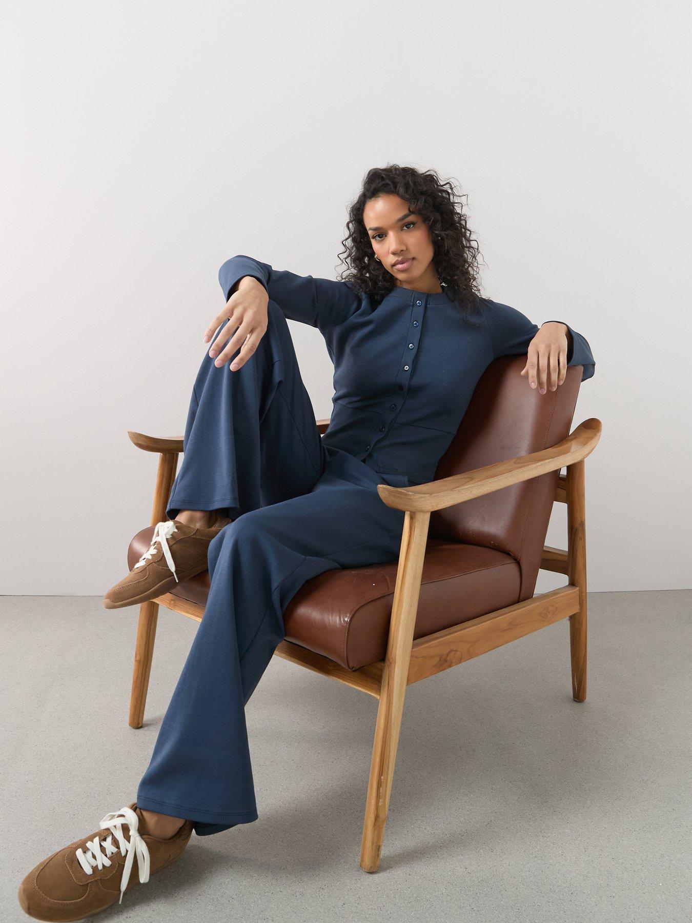 Image 5 of 6 of The Very Collection Wide Leg Joggers Co-Ord - Navy