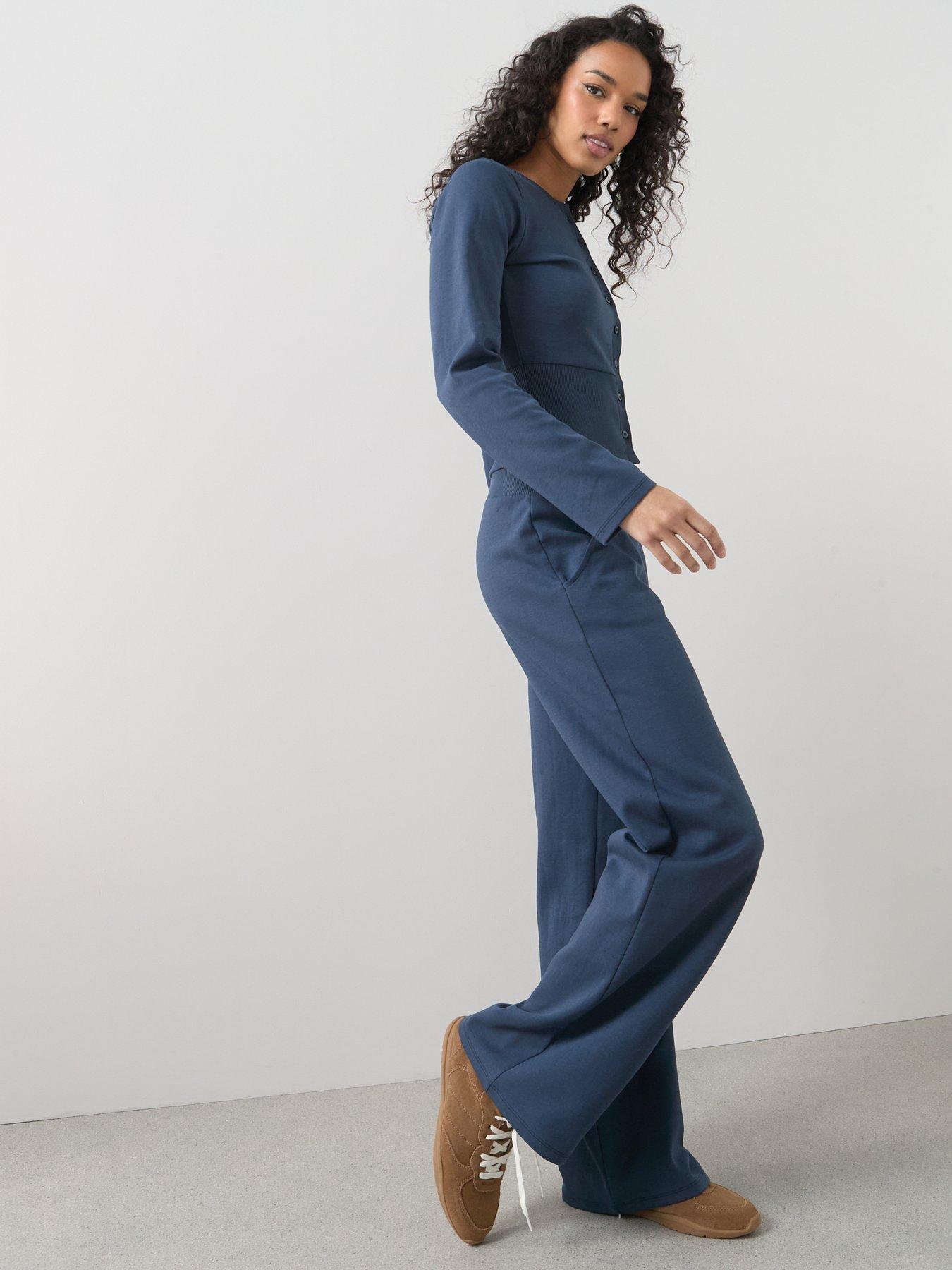 Image 6 of 6 of The Very Collection Wide Leg Joggers Co-Ord - Navy