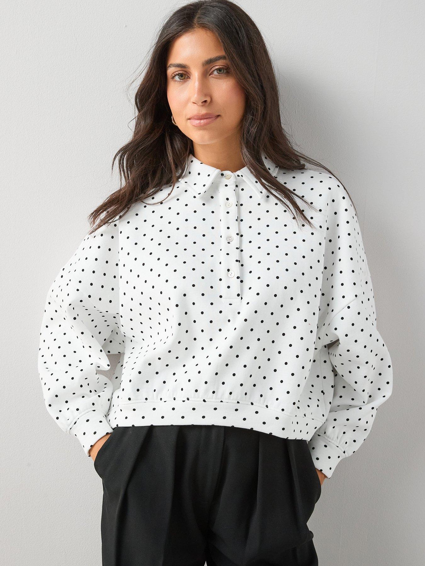 The Very Collection Polka Dot Long Sleeve Rugby Top - Mono