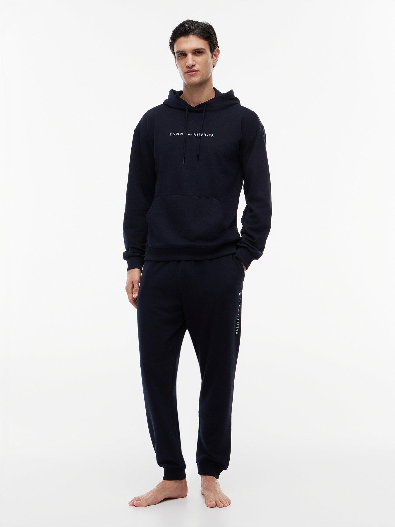 Image 2 of 4 of Tommy Hilfiger Linear Logo Loungewear Bottoms- Navy