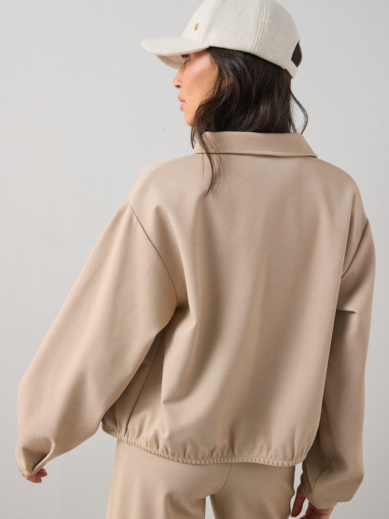 Image 2 of 6 of The Very Collection Pique Collar Detail Pleat Sleeve Jacket - Stone