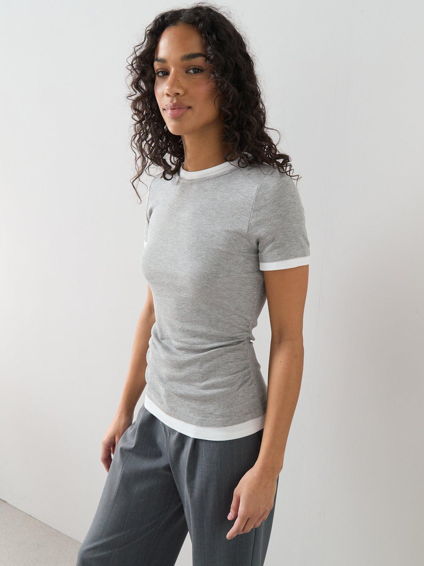 Image 5 of 6 of The Very Collection 2 In 1 Layered Look Top - Grey
