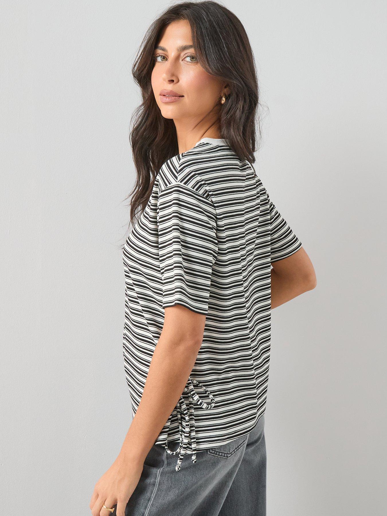 Image 2 of 6 of The Very Collection Tie Waist Stripe T-Shirt - Multi