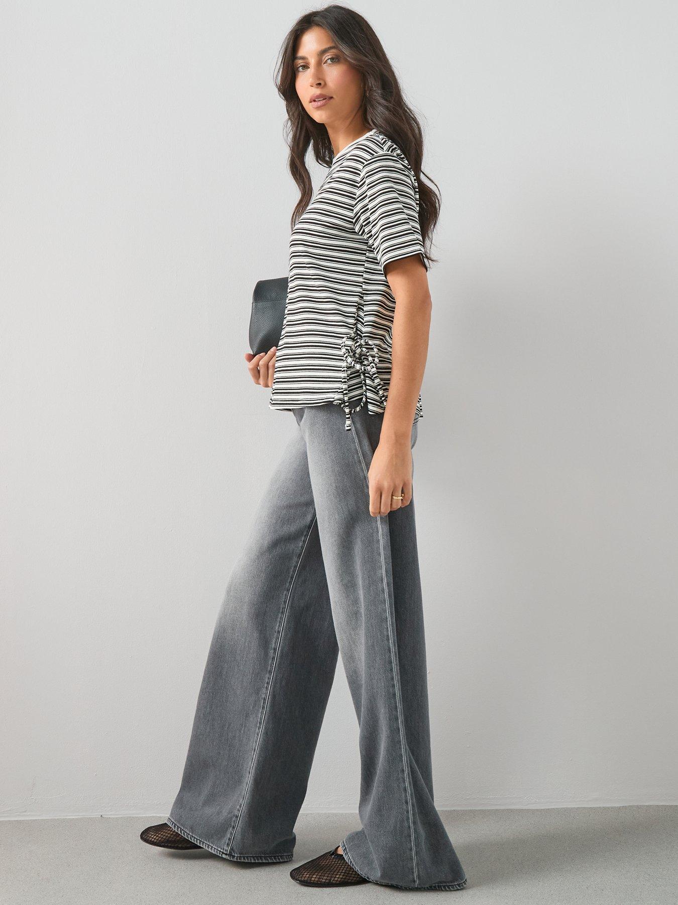 Image 3 of 6 of The Very Collection Tie Waist Stripe T-Shirt - Multi