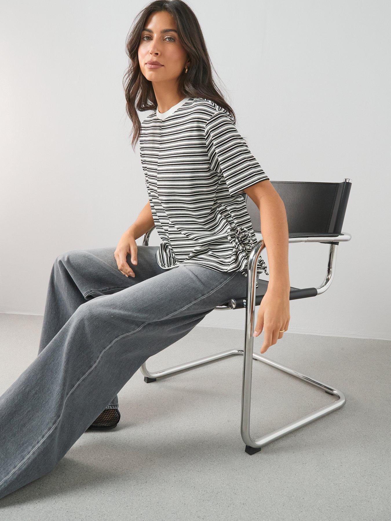 Image 5 of 6 of The Very Collection Tie Waist Stripe T-Shirt - Multi