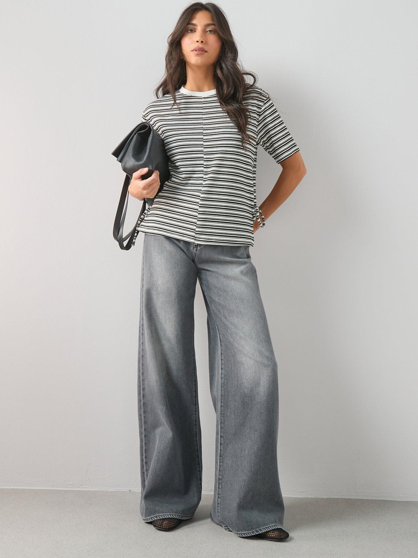 Image 6 of 6 of The Very Collection Tie Waist Stripe T-Shirt - Multi