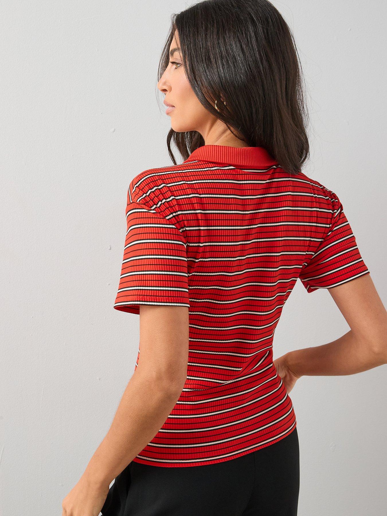 Image 2 of 6 of The Very Collection Stripe Polo Top - Red