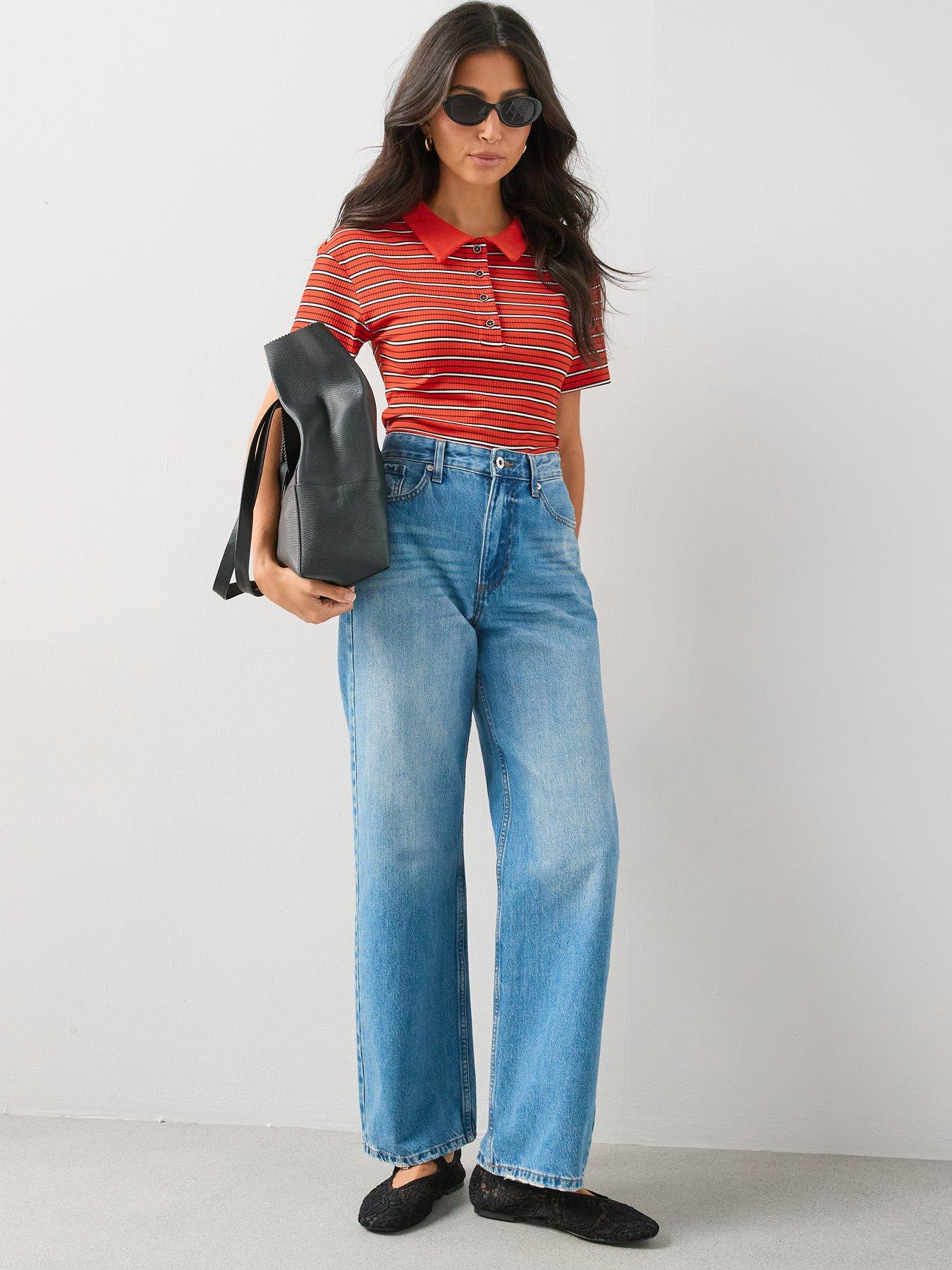 Image 5 of 6 of The Very Collection Stripe Polo Top - Red