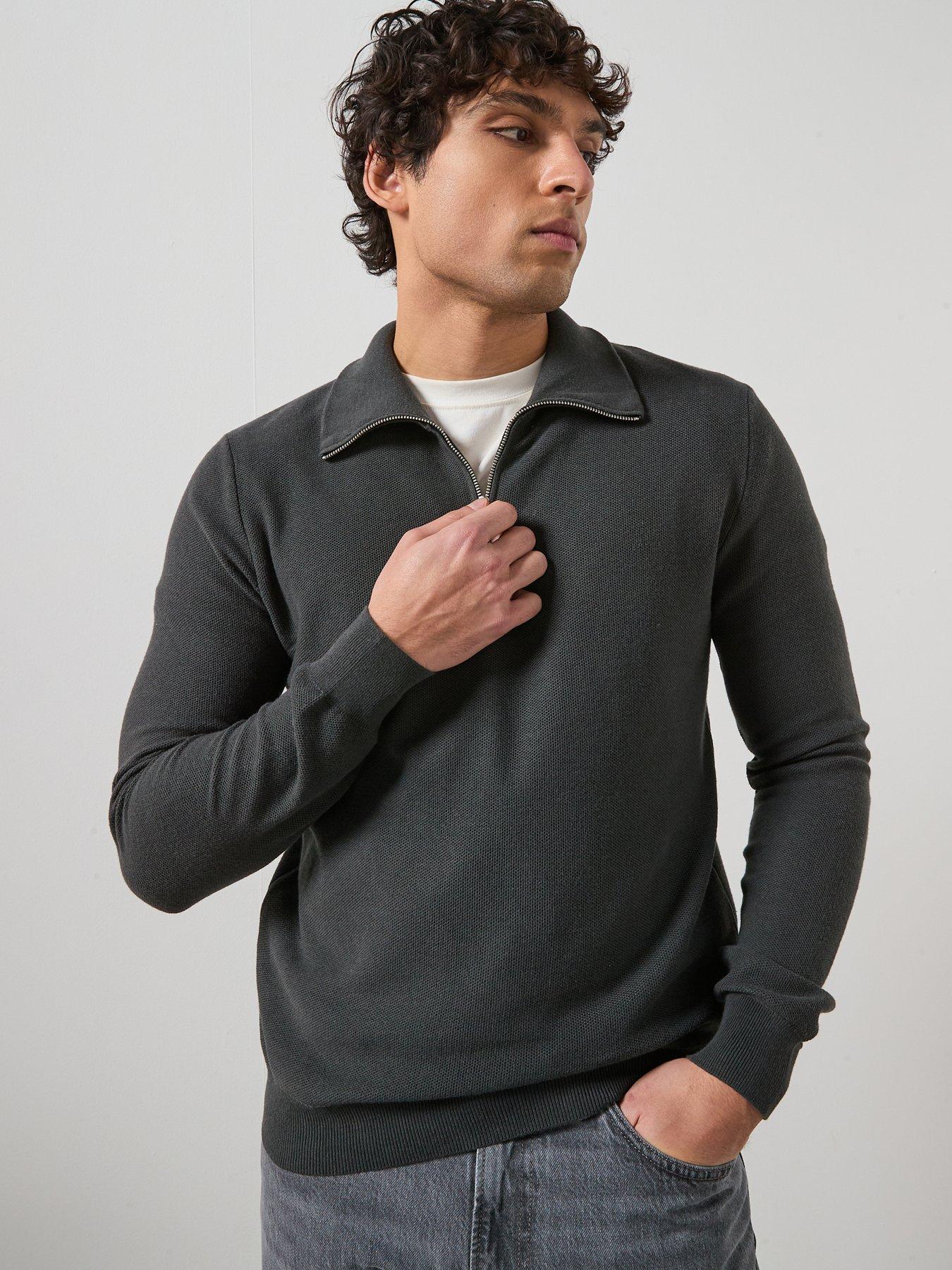 Mango Jumper With Zip Collar - Grey