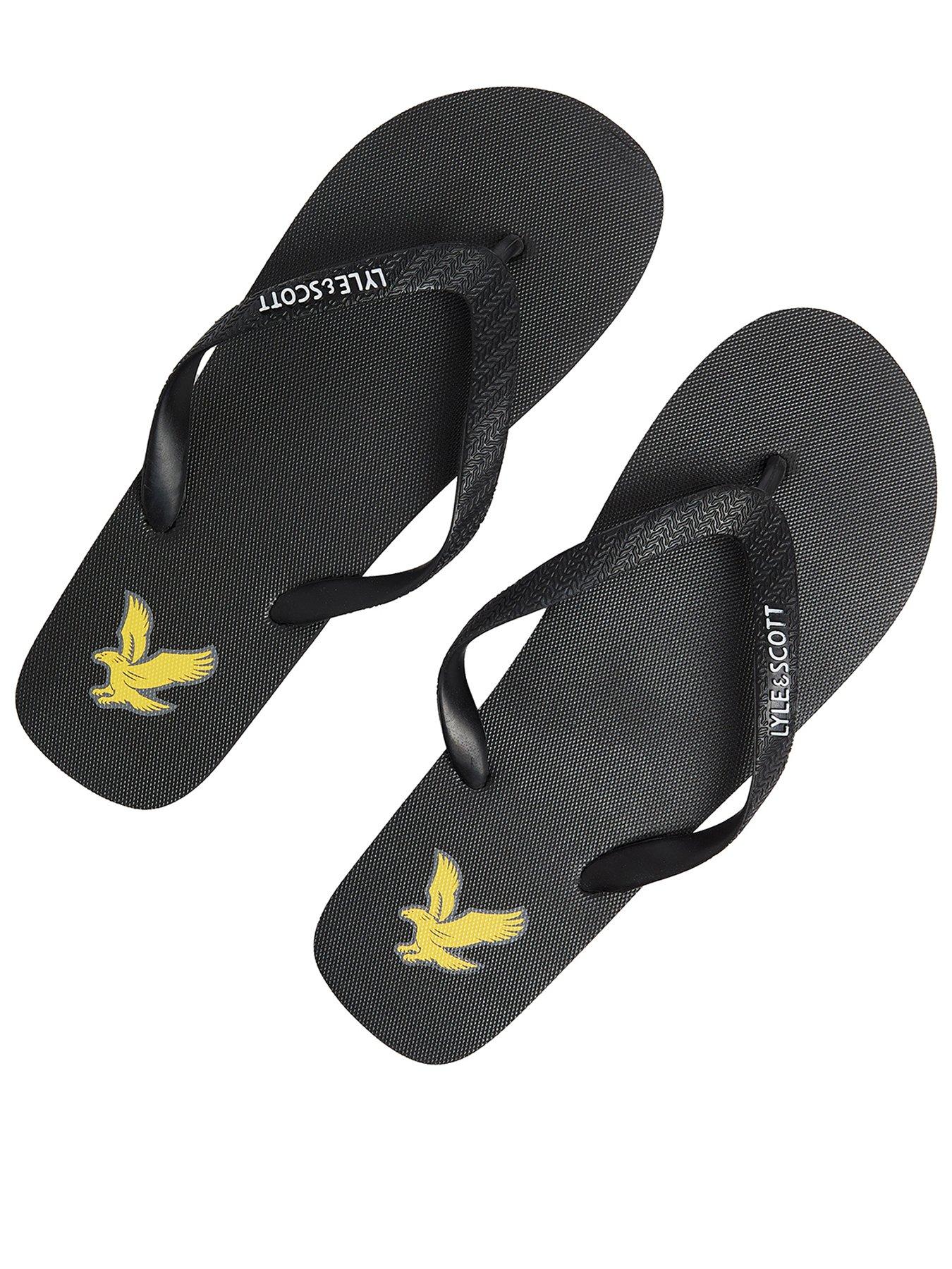 Lyle & Scott Flip Flops, Black, Size 10, Men