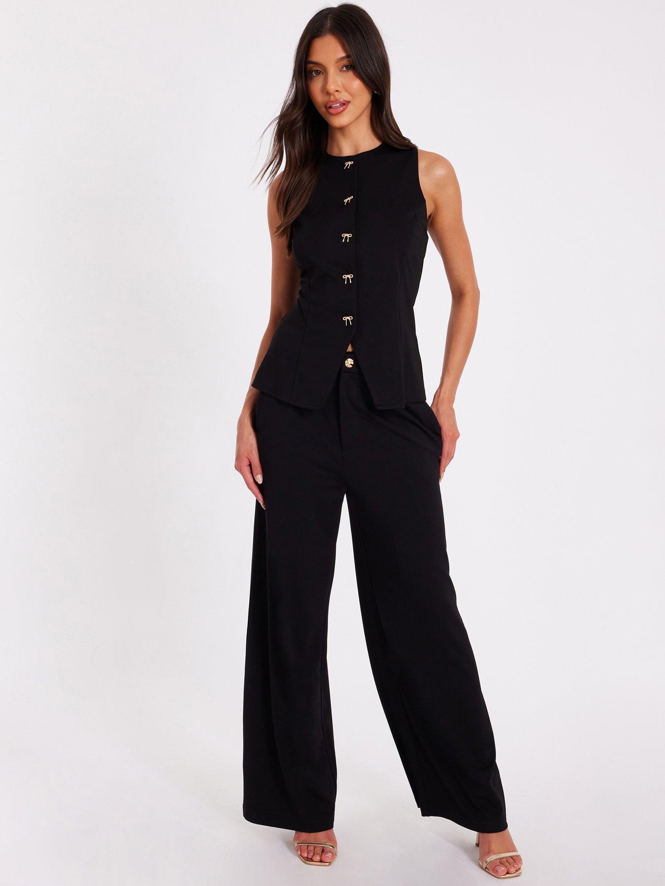 Quiz Black High Waisted Trousers