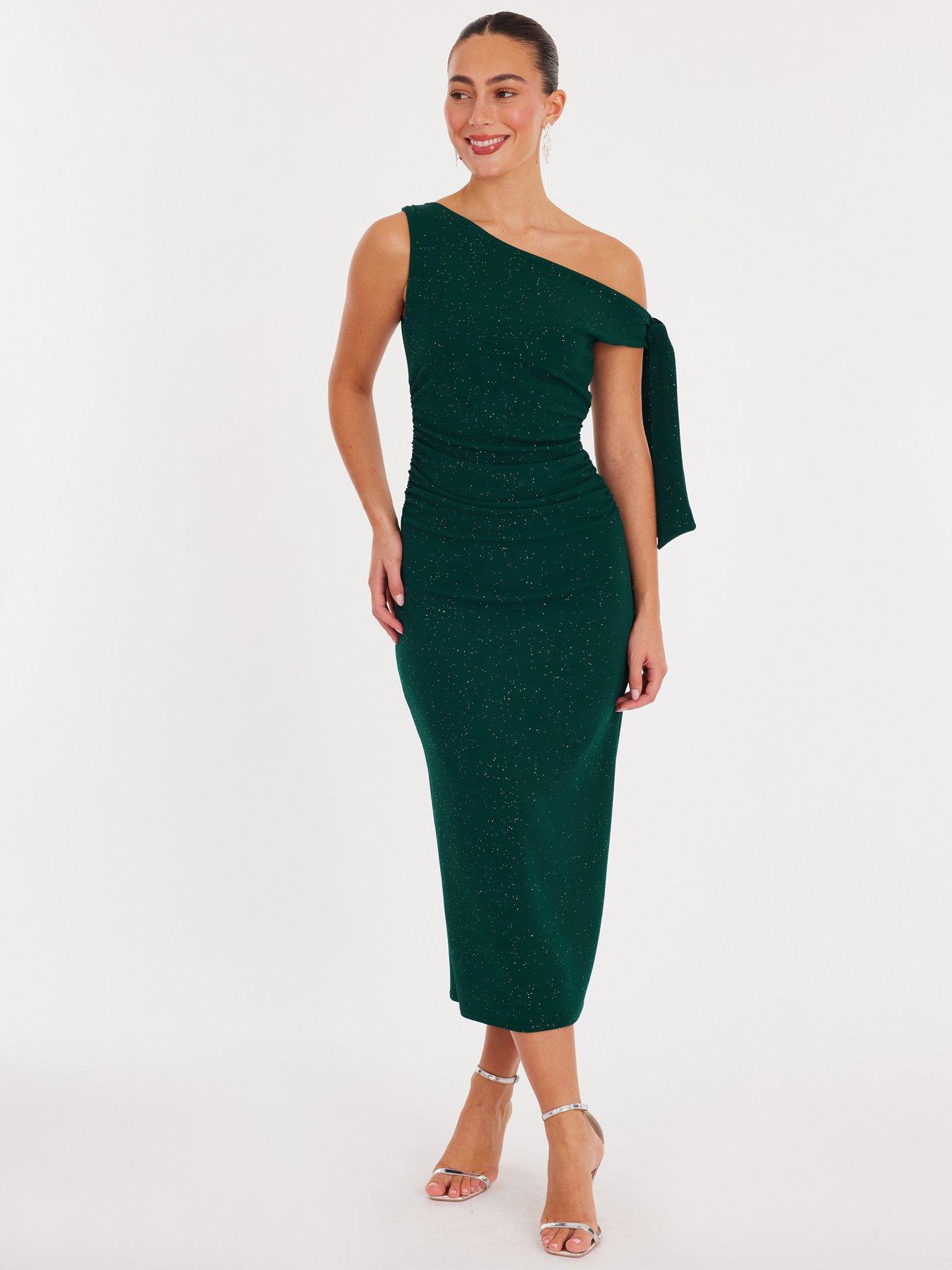 Quiz Bottle Green Glitter Midaxi Dress