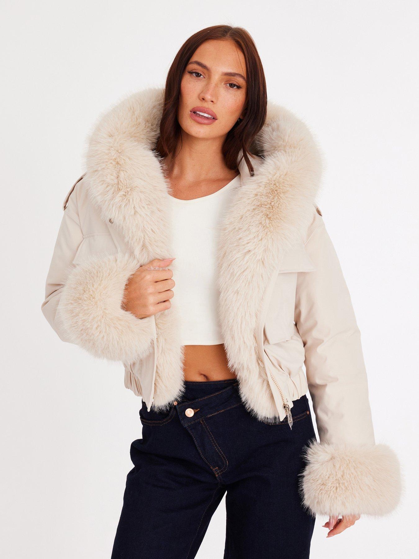quiz-stone-faux-fur-bomber-jacket