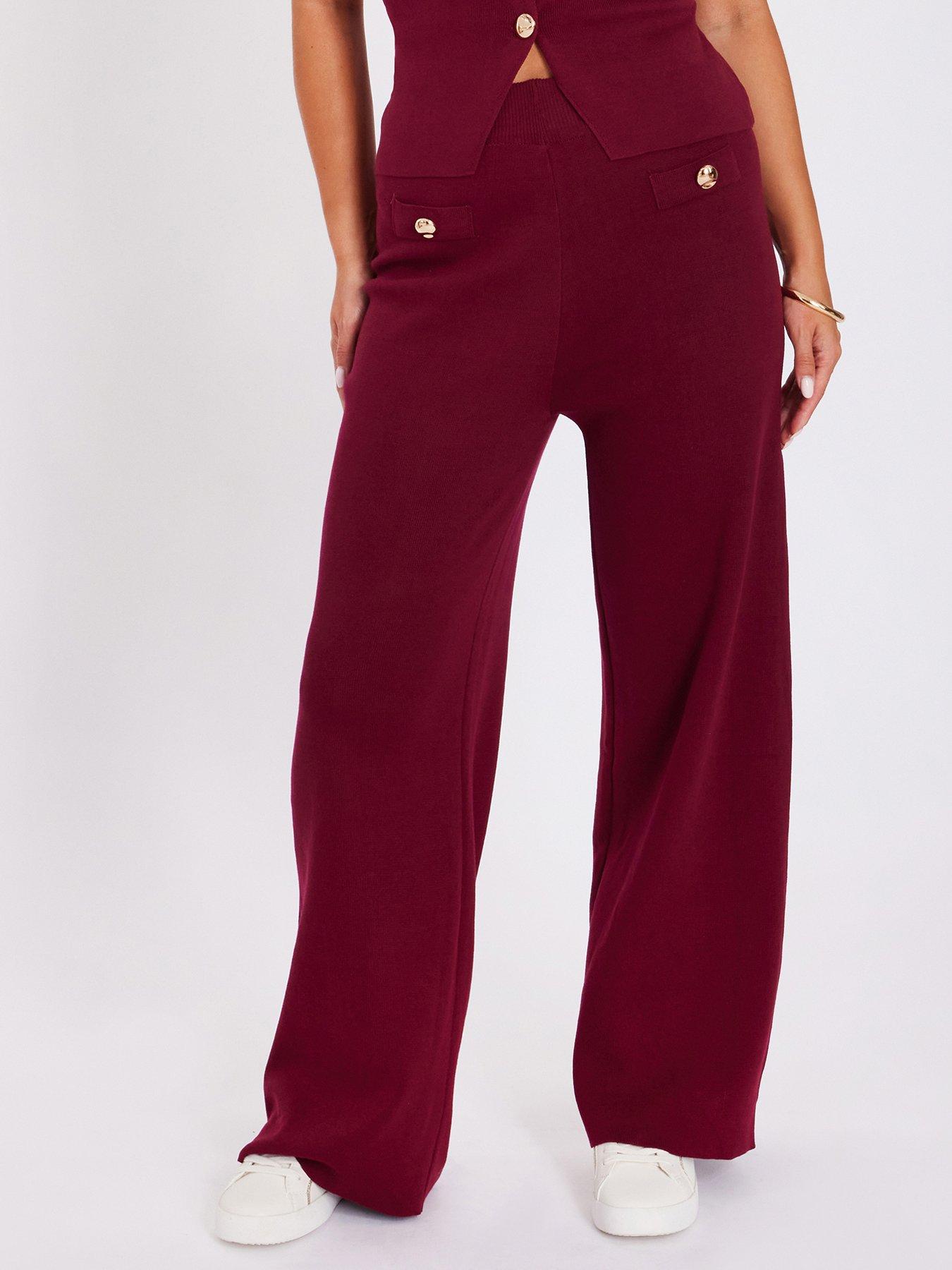 Quiz Burgundy Knitted Trousers