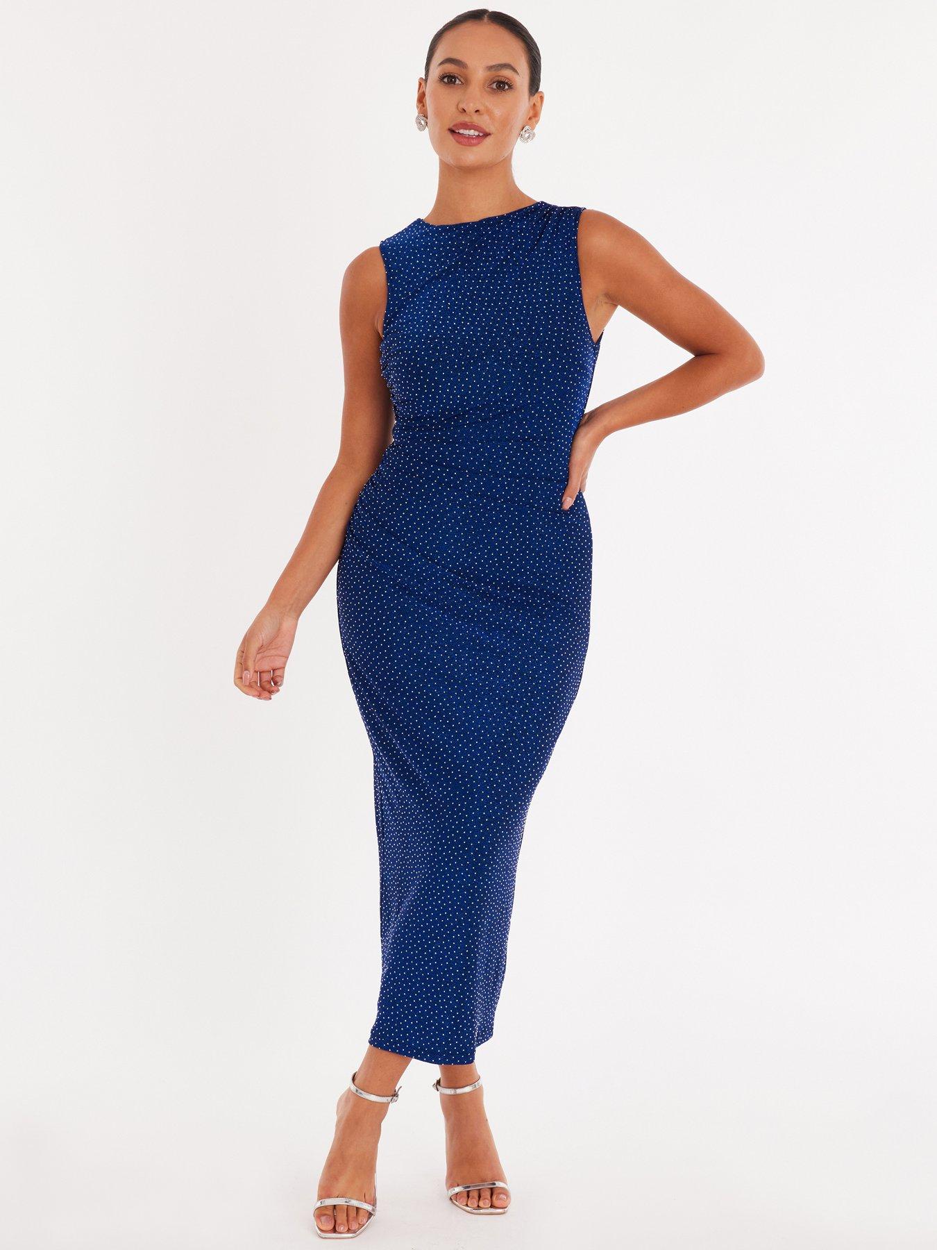 Quiz Petite Royal Blue Glitter Midaxi Dress