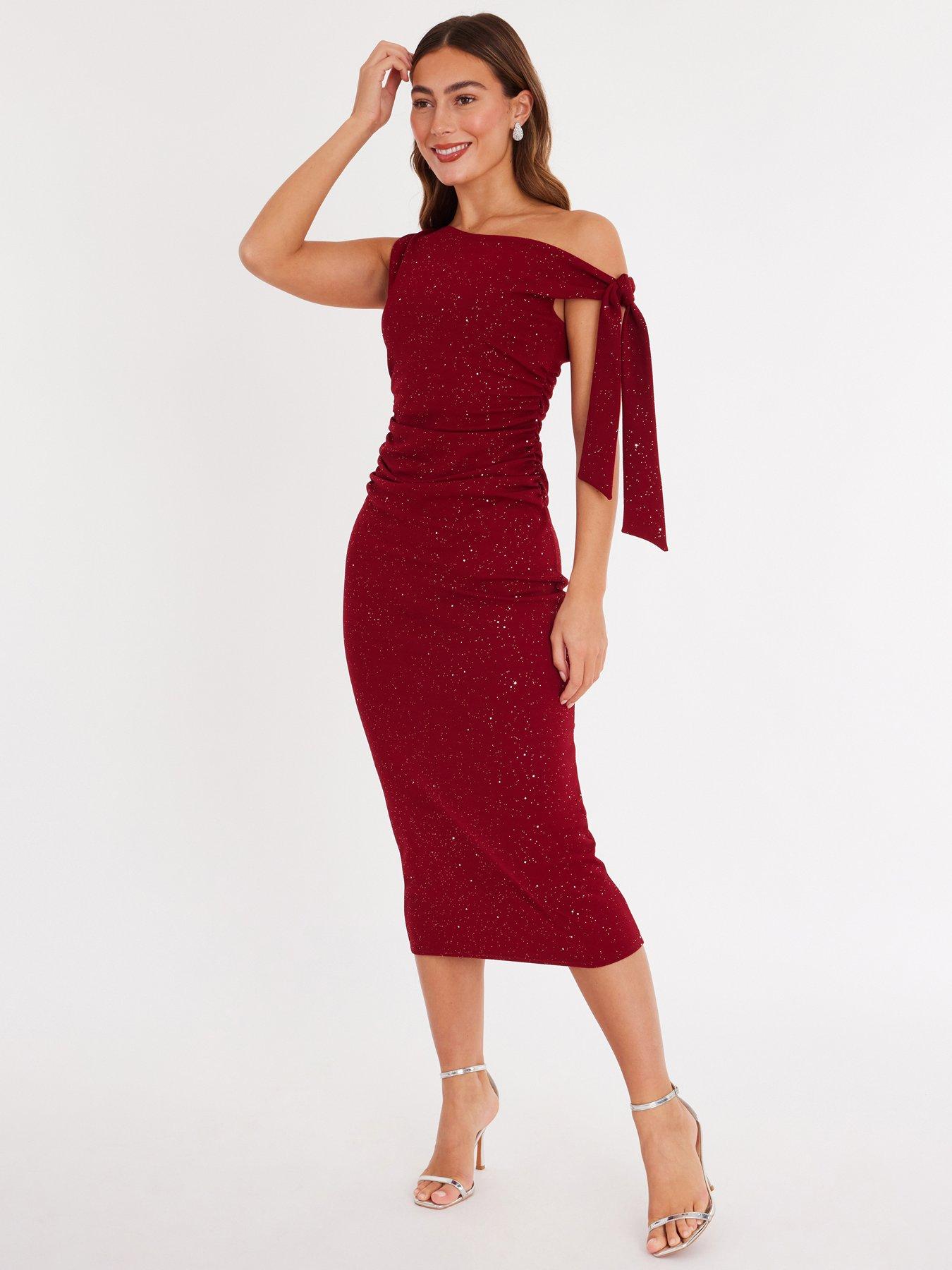 Quiz Burgundy Glitter Midaxi Dress