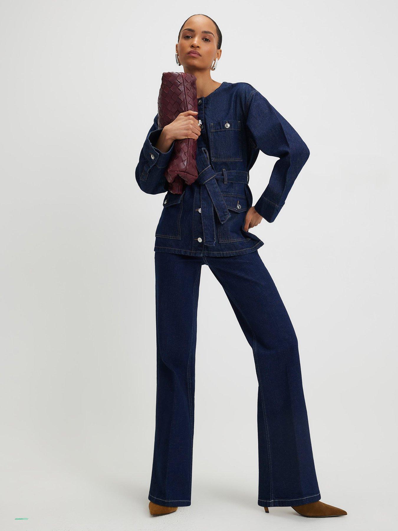 Image 3 of 6 of River Island Grace Belted Denim Jacket - Blue