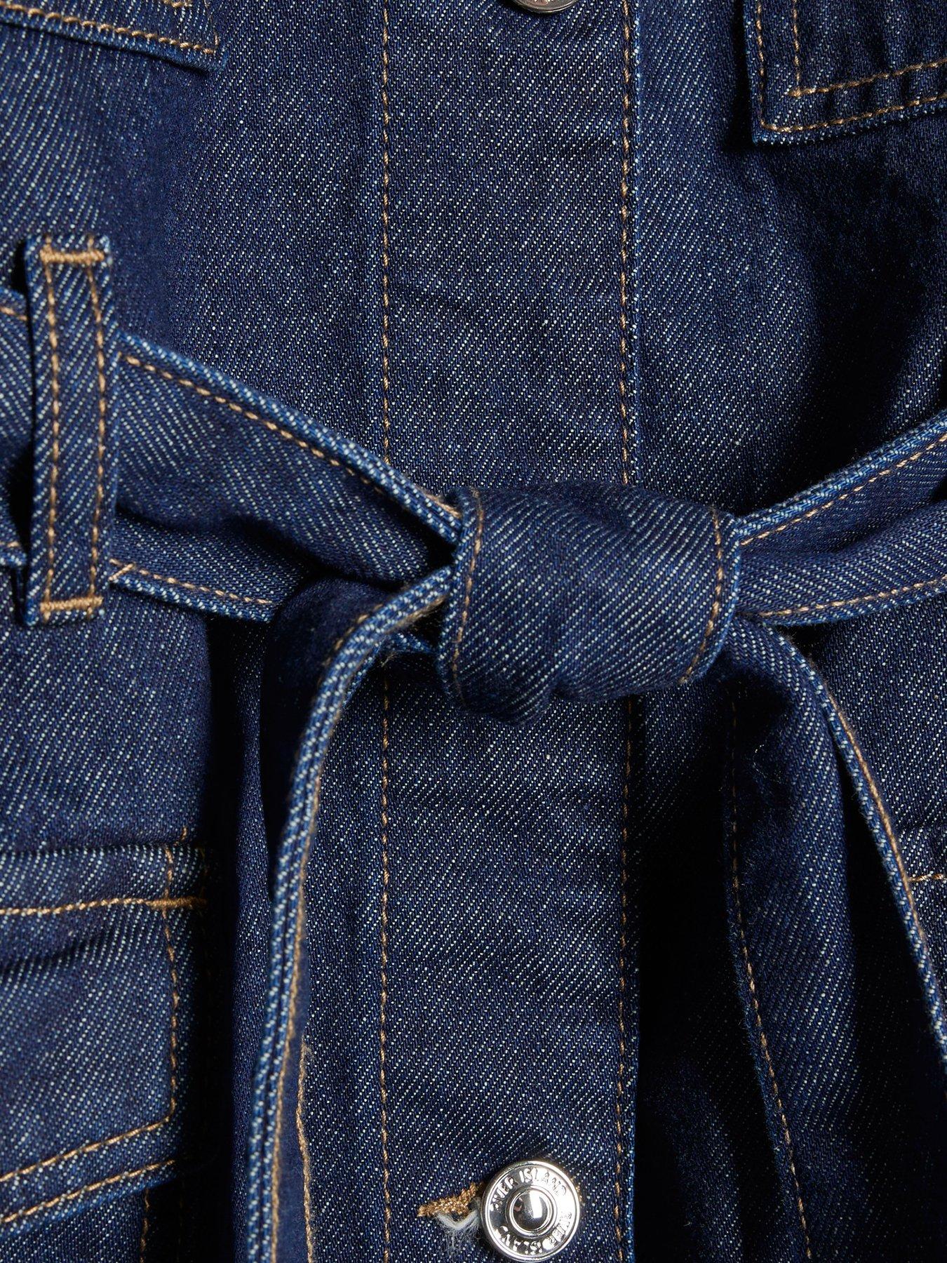 Image 6 of 6 of River Island Grace Belted Denim Jacket - Blue