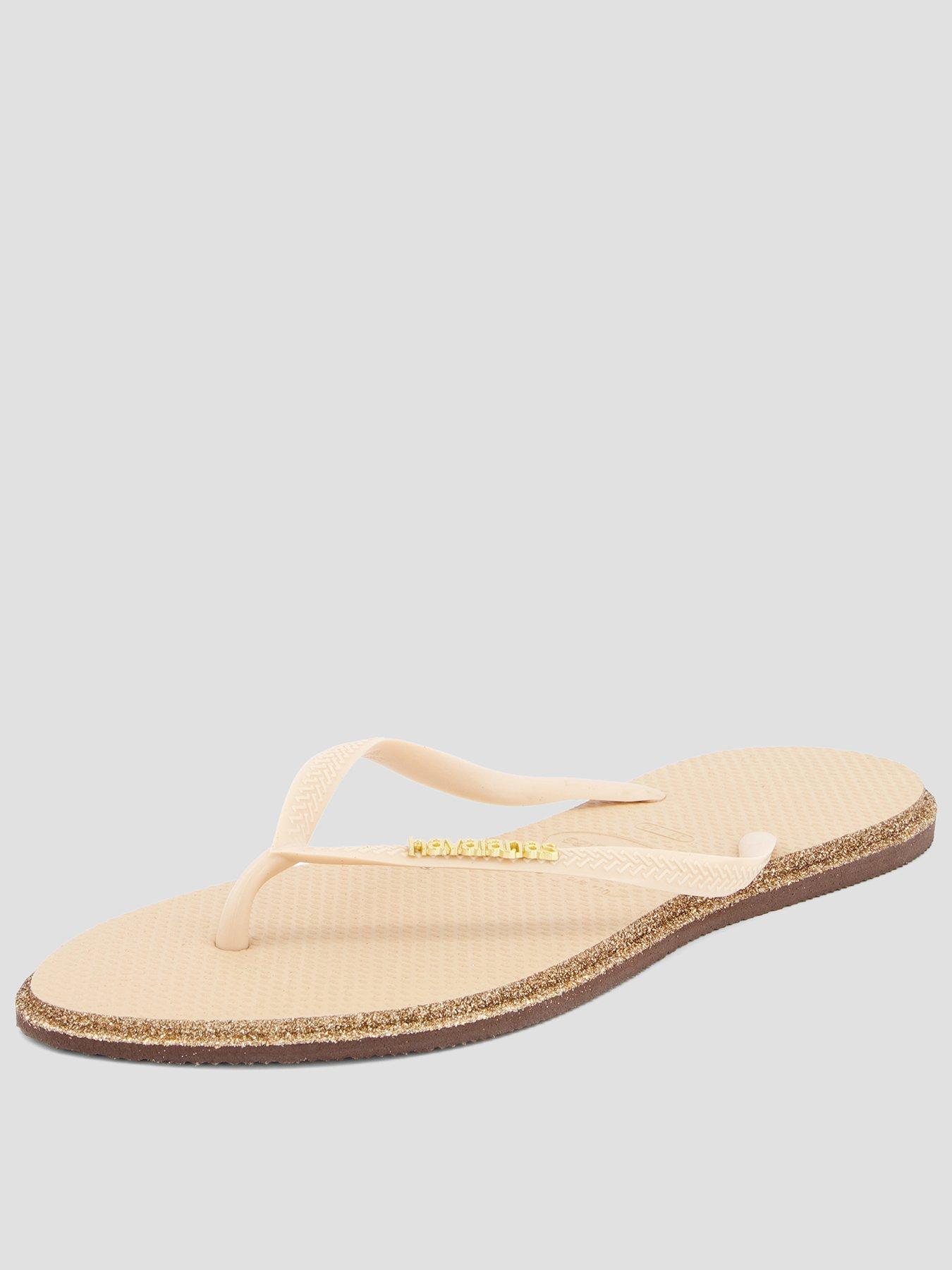 Havaianas Slim Point Glitter Flip Flop - Dark Brown/Golden