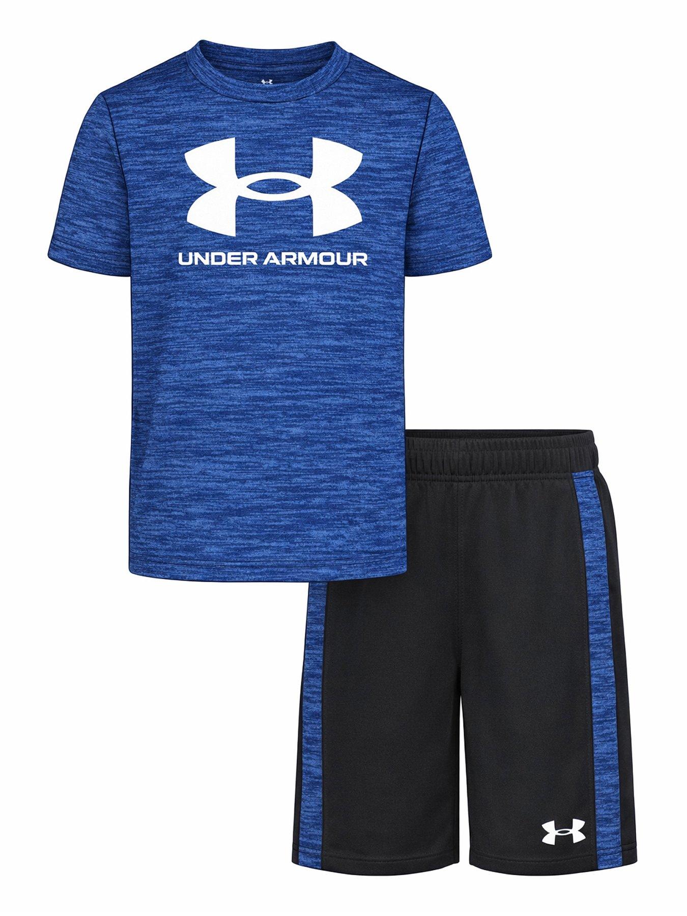 Image 1 of 2 of UNDER ARMOUR Boys Training Heartbeat Tech Short Sleeve Set - Blue