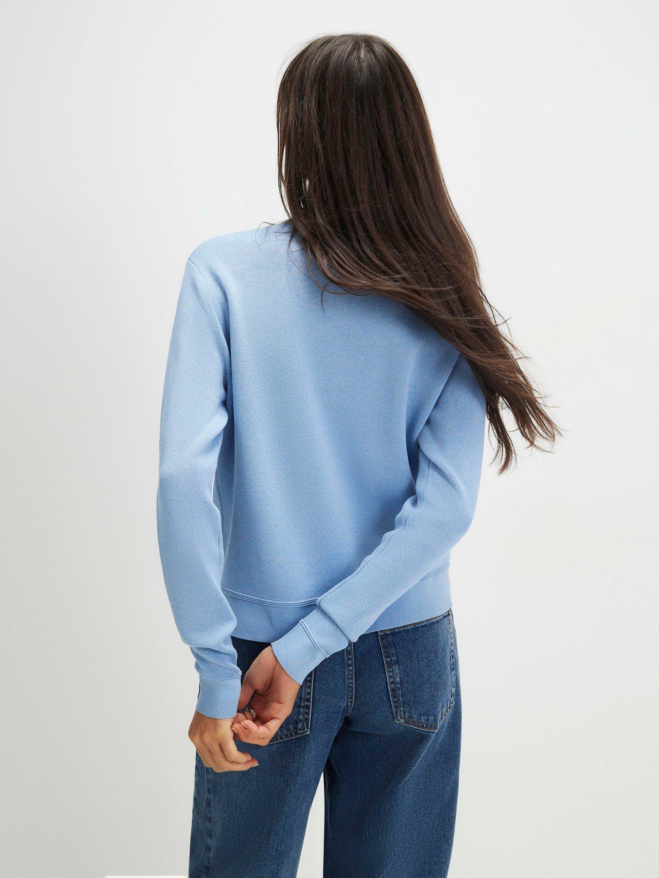Image 2 of 4 of River Island Knit Fitted Scallop Trim Cardigan - Blue