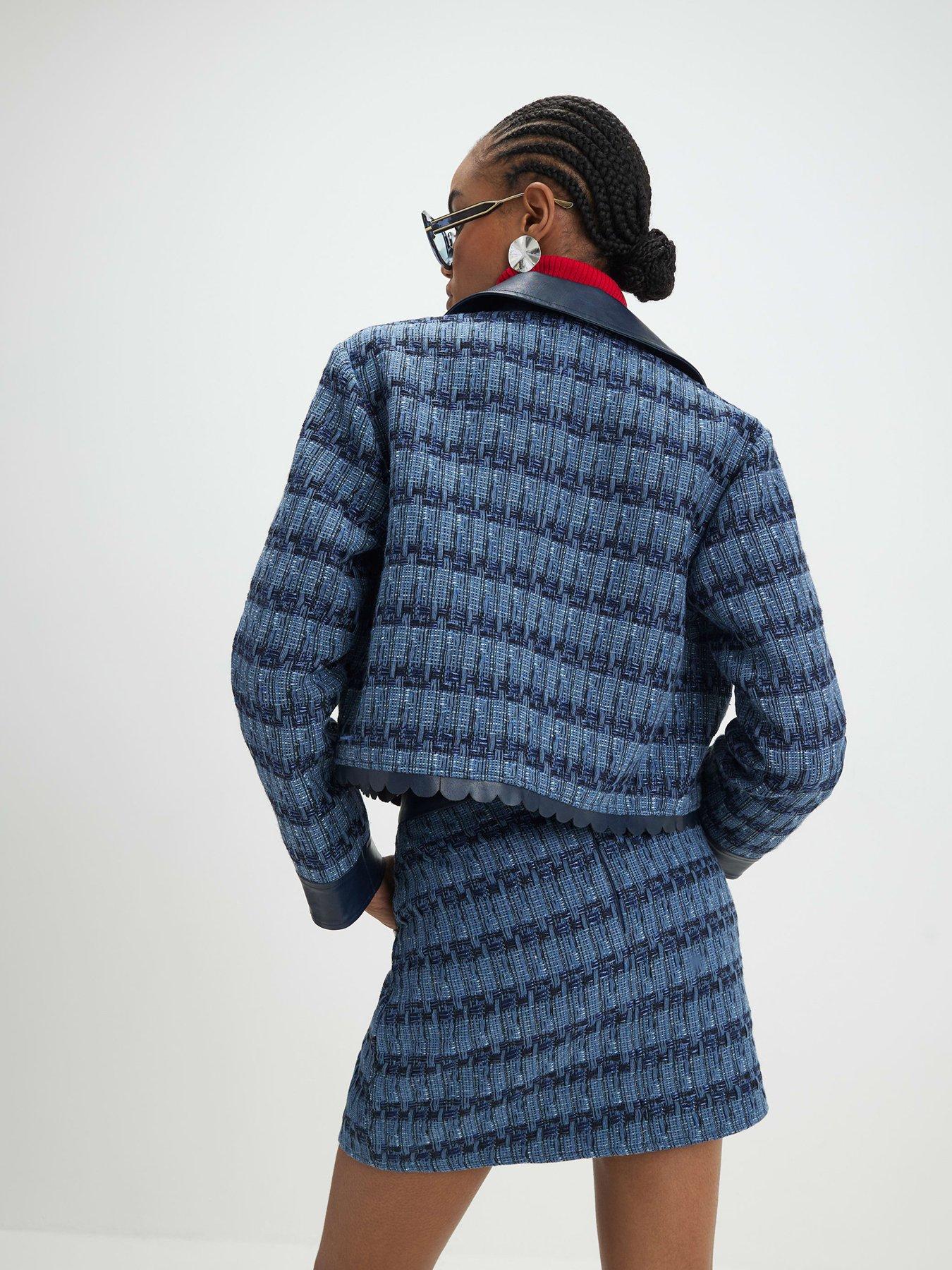 Image 2 of 4 of River Island Boucle Scallop Trophy Jacket - Blue